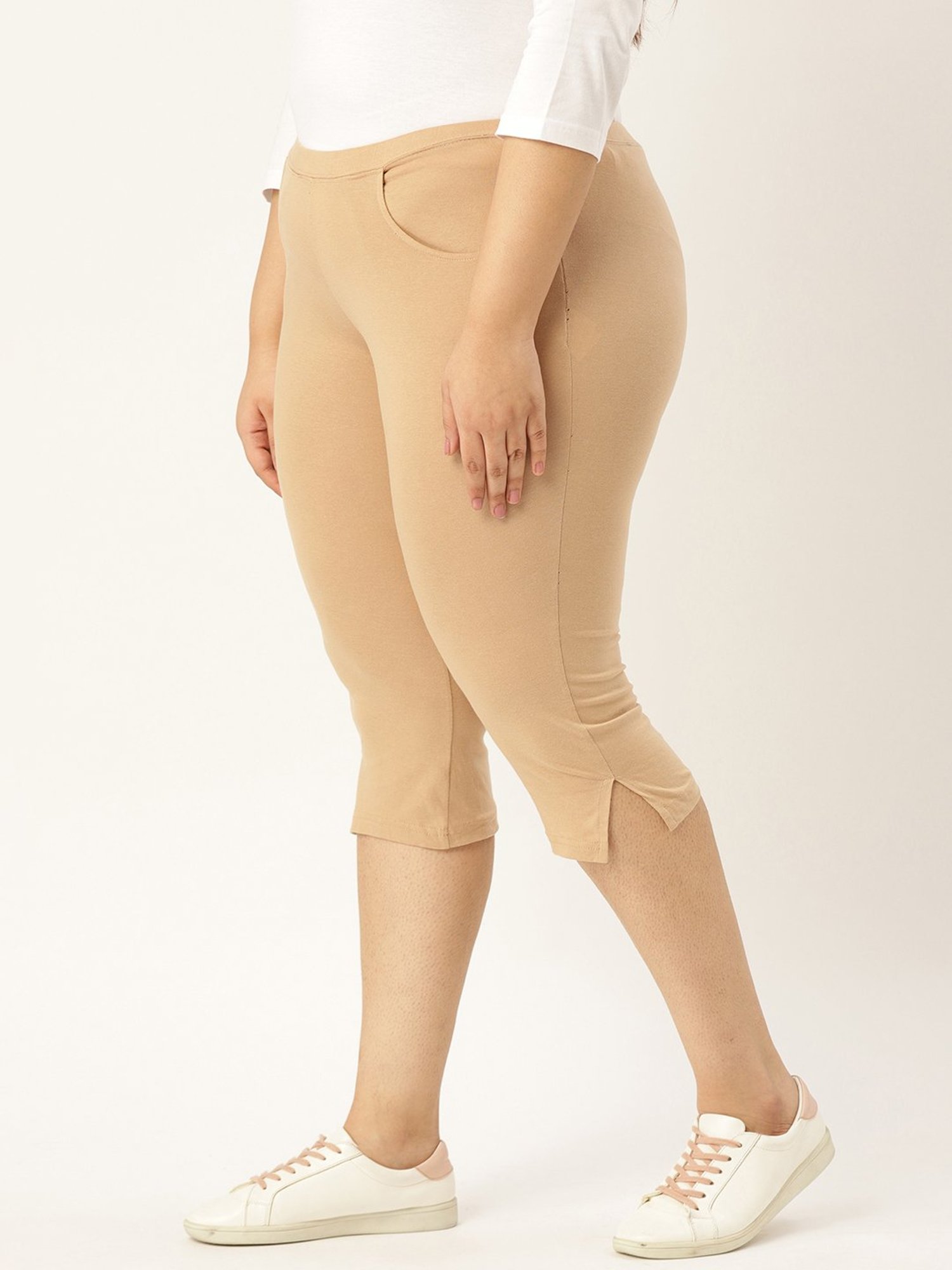 theRebelinme Beige Cotton Capris
