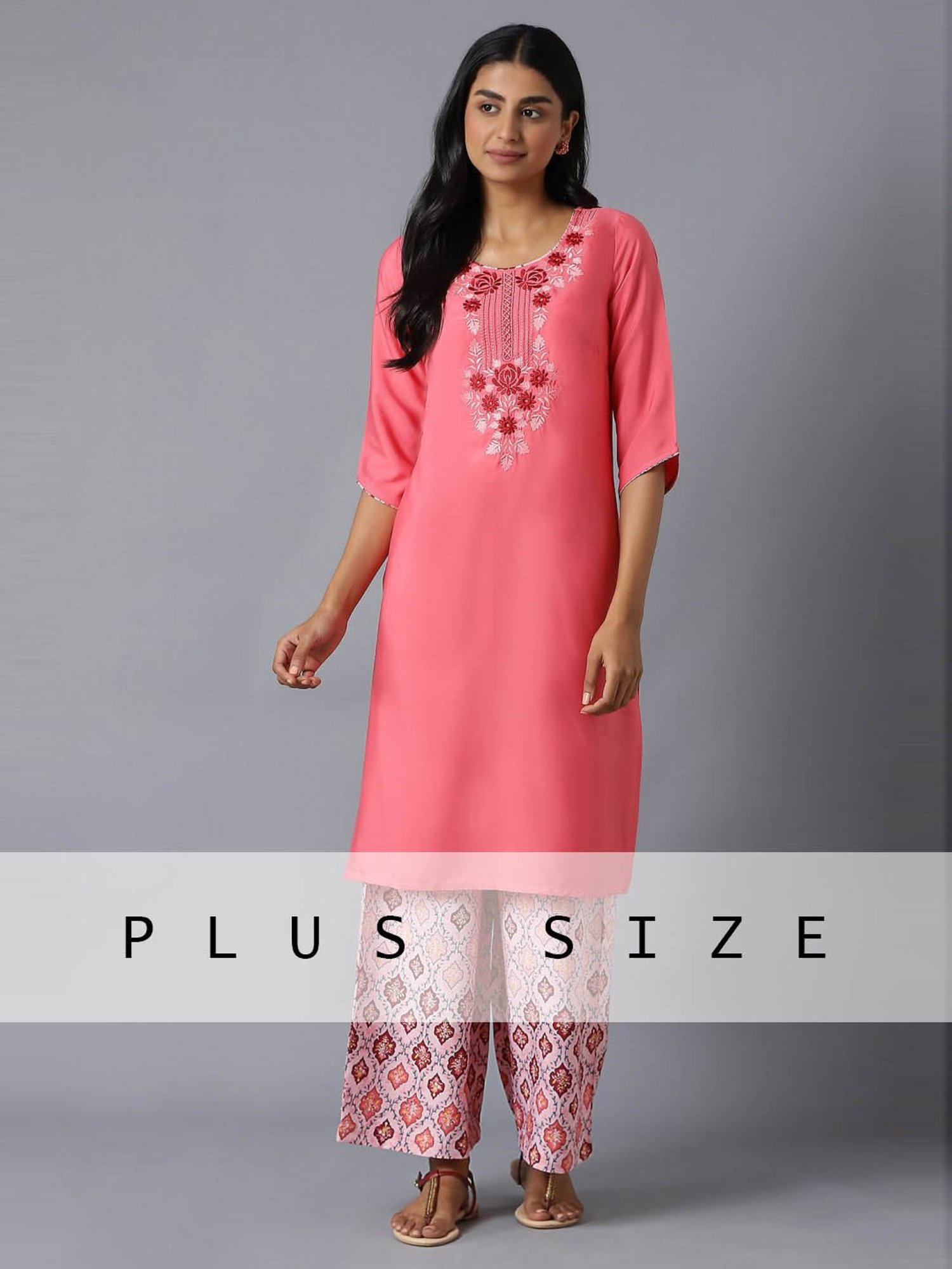 Aure by Aurelia Pink Embroidered Kurta Palazzo Set