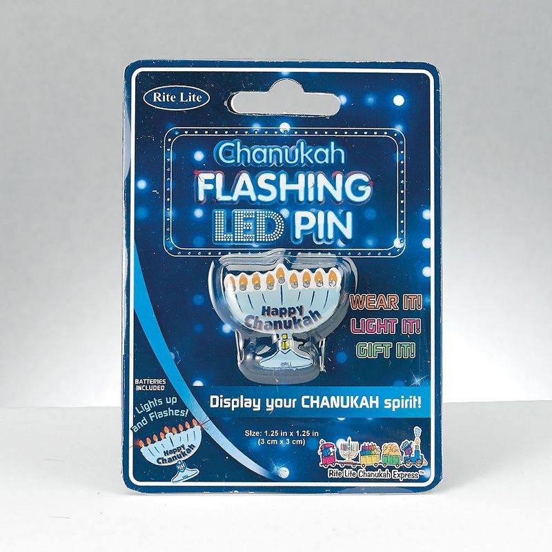 Rite Lite 1.25" Flashing LED Menorah Shaped Hanukkah Pin - Blue/Orange