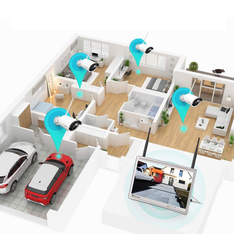 HeimVision HM243 1080P Wireless Security Camera System with 12 inch LCD Monitor