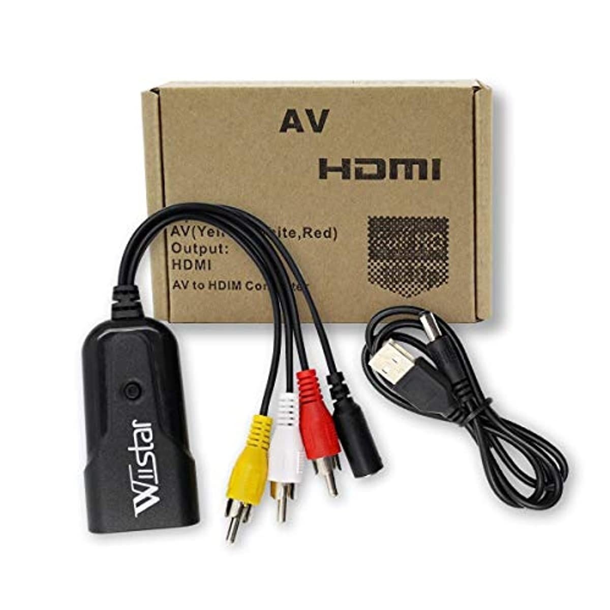 AV to HDMI,Composite CVBS 3RCA AV to HDMI Audio Video Converter Adapter with USB Charger Cable for PC Laptop Xbox PS4 TV STB