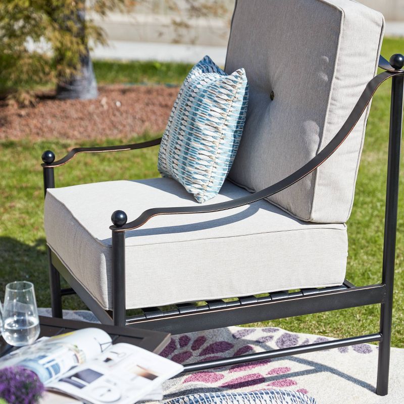 2pc Steel Outdoor Patio Accent Chairs Cream - Lokatse