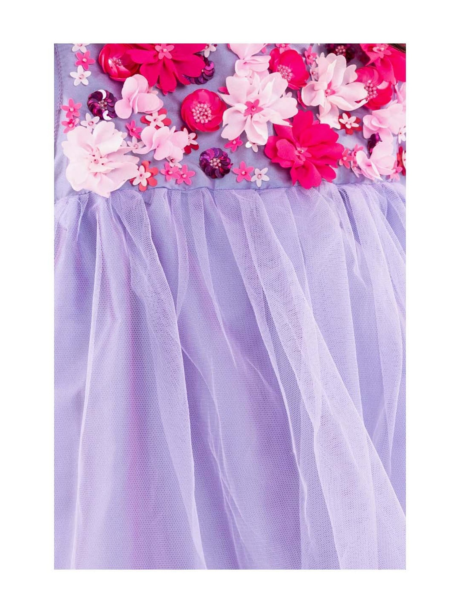 A Little Fable Kids Lavender Applique Pattern Dress