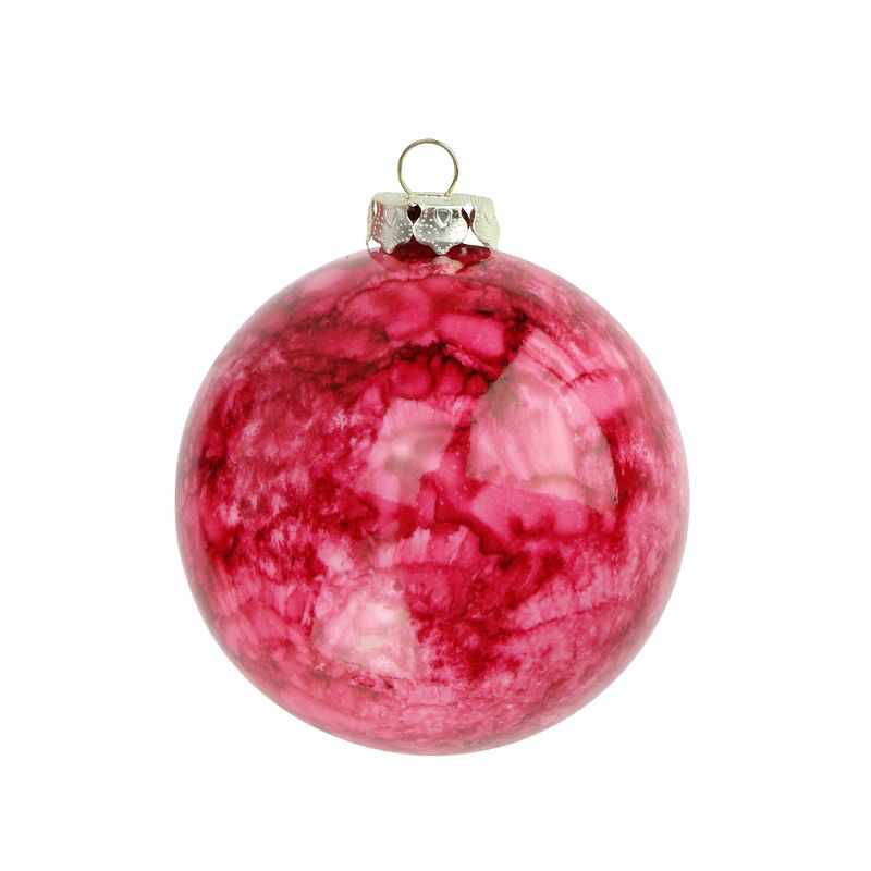 Barcana 4ct Marbled Shatterproof Christmas Ball Ornament Set 3.25" - Red