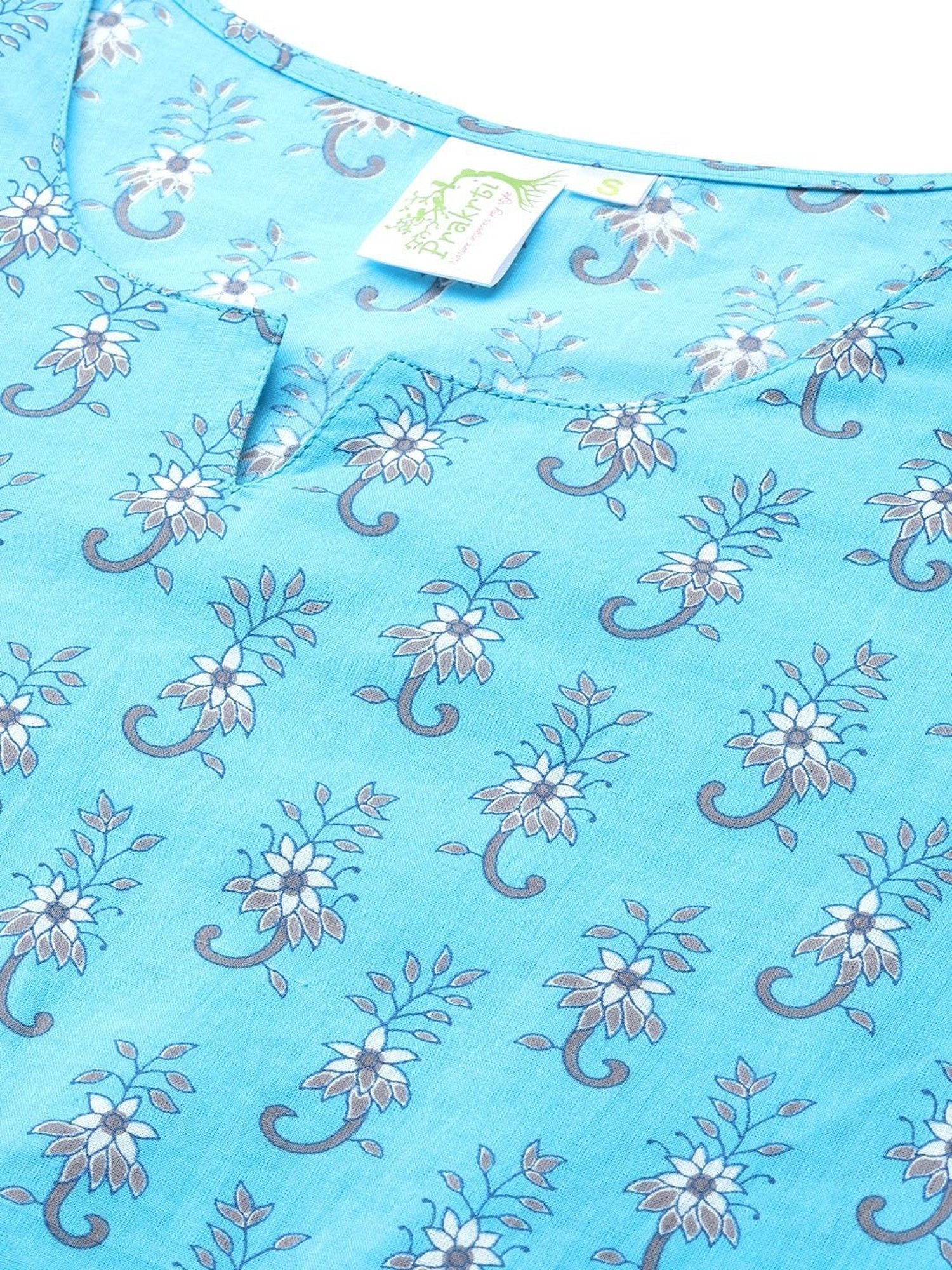 Prakrti Blue Cotton Printed Top Shorts Set