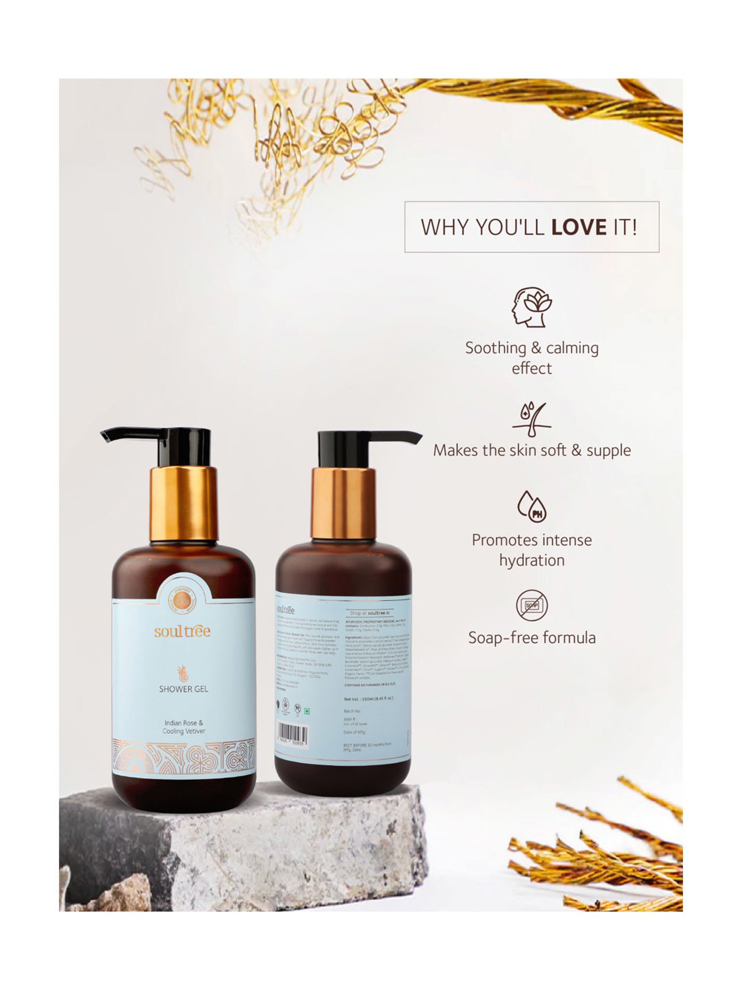 SoulTree Indian Rose & Cooling Vetiver Shower Gel - 250 ml