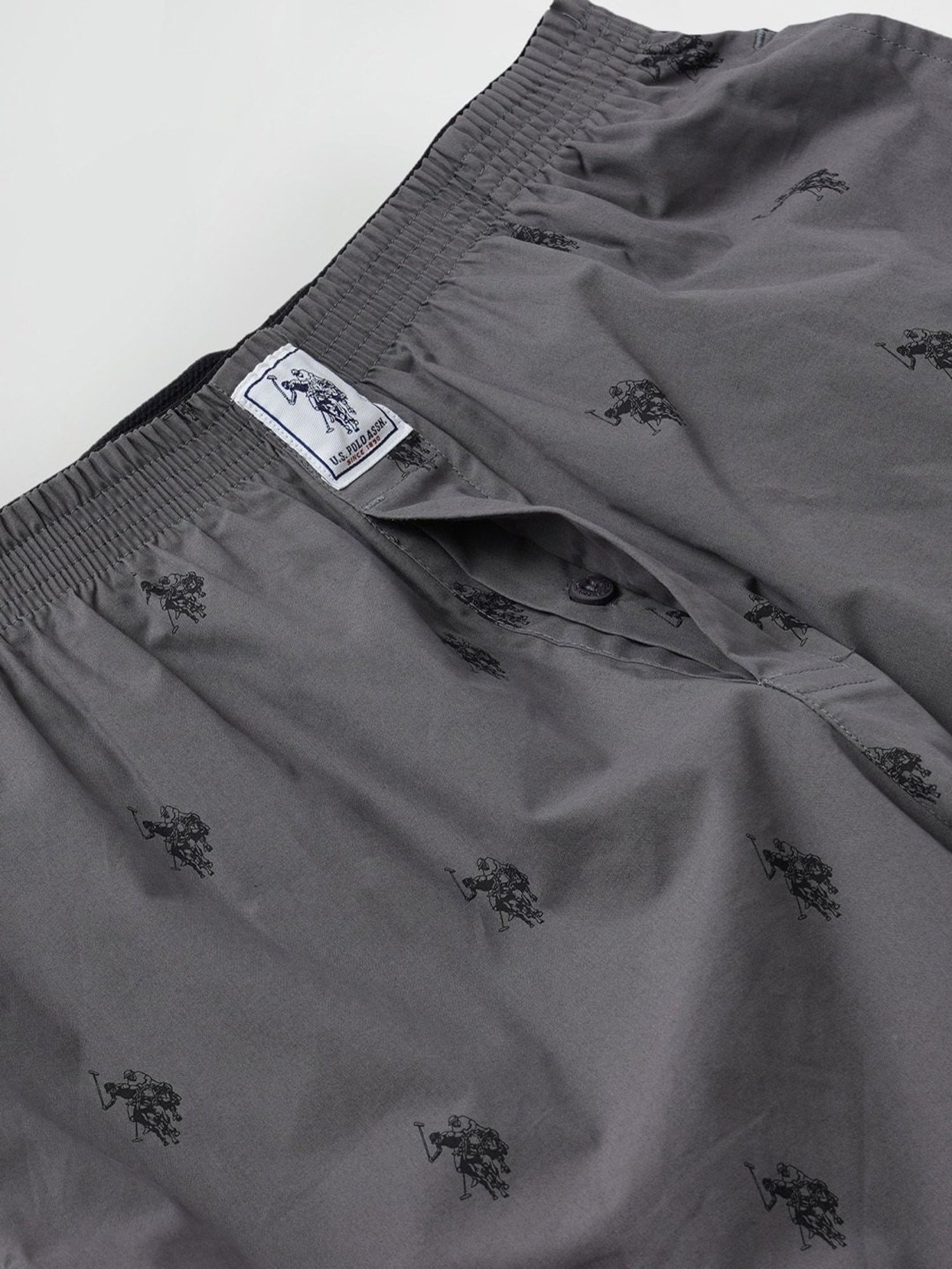 U.S. Polo Assn. Grey Cotton Regular Fit Printed Boxers