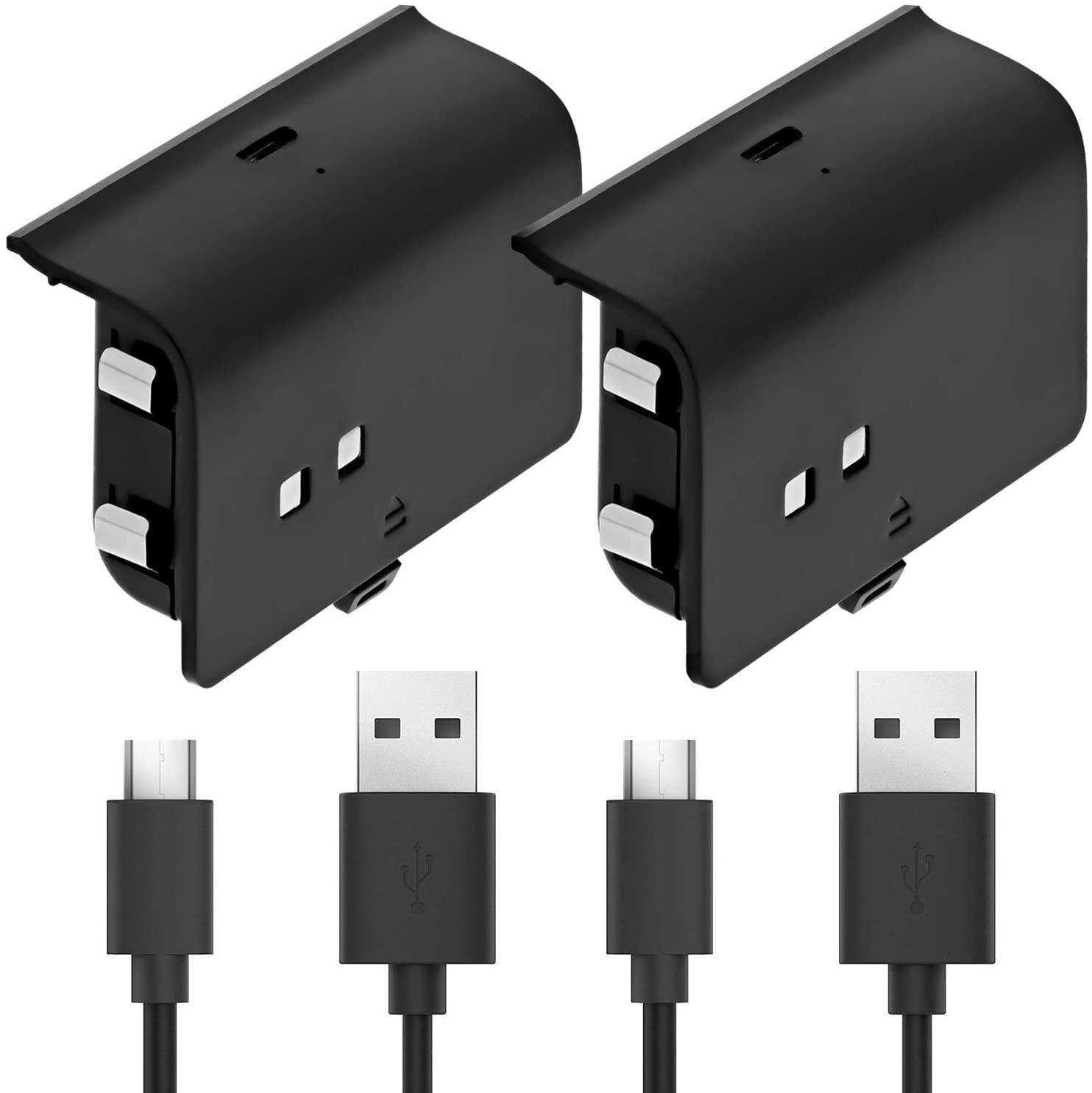 Fosmon Rechargeable Battery Pack Compatible with Xbox One/One X/One S Elite (Not for Xbox Series X/S 2020) Controller (2 Pack), Works with Fosmon Dock C-10659 / C-10709 / C-10738 / C-10751 - Black