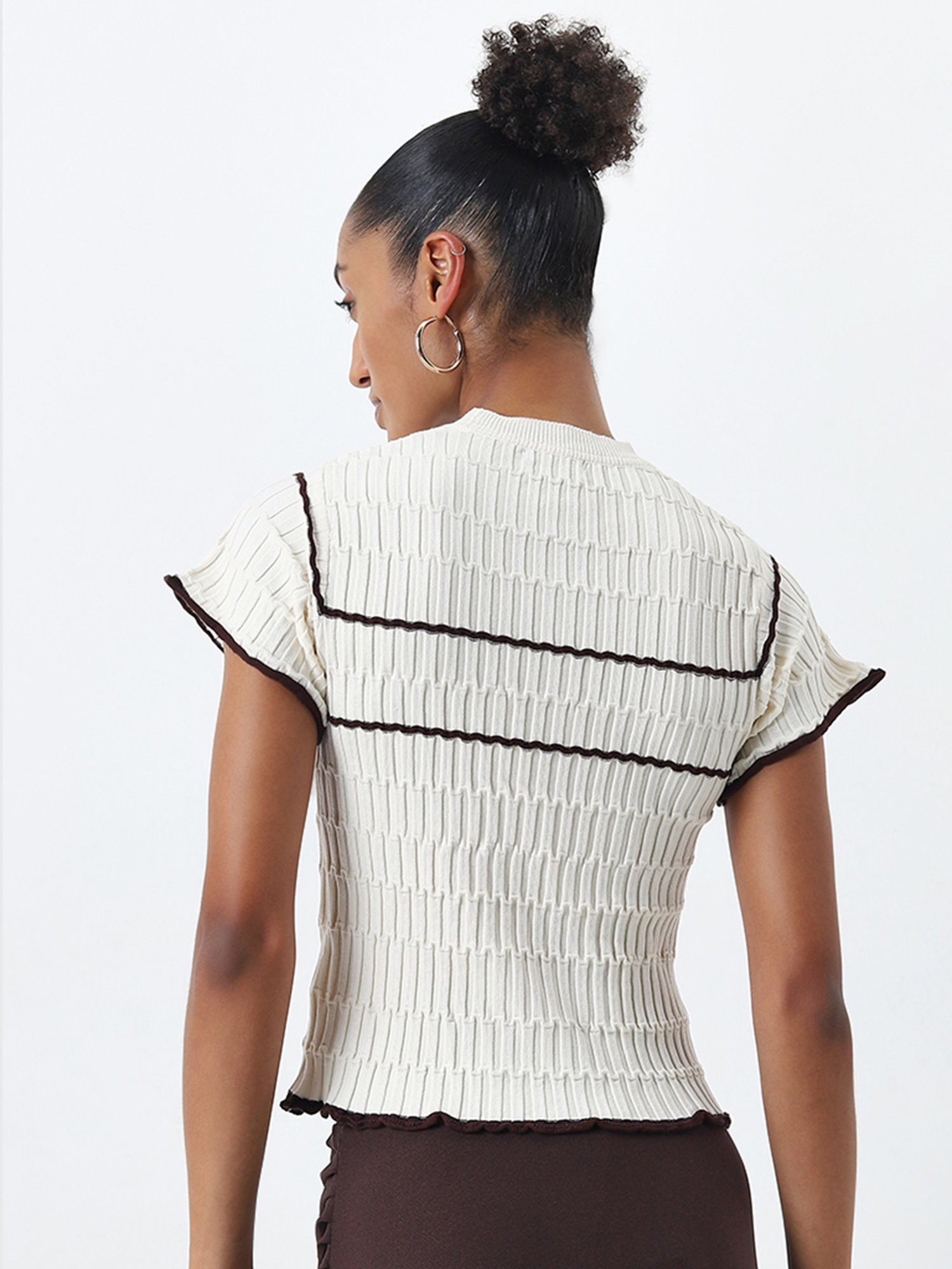 Wardrobe by Westside Ivory Knit-Textured Top