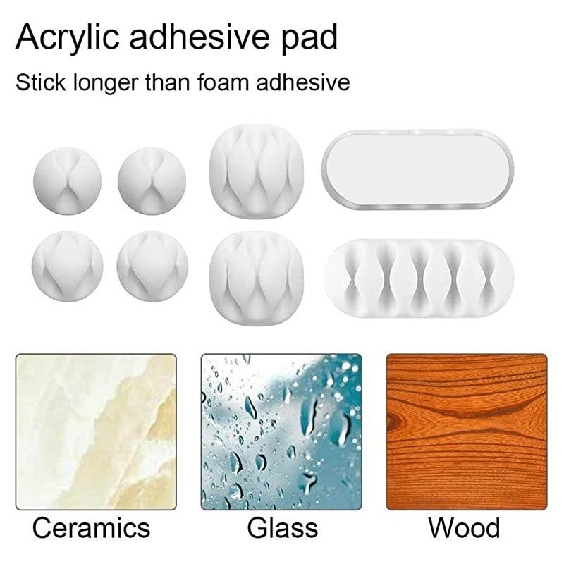 Multipurpose White Cable Clips  Cord Management System for Organizing Cable Cords Home and Office Self Adhesive Cord Holders Desk Cable Organizer