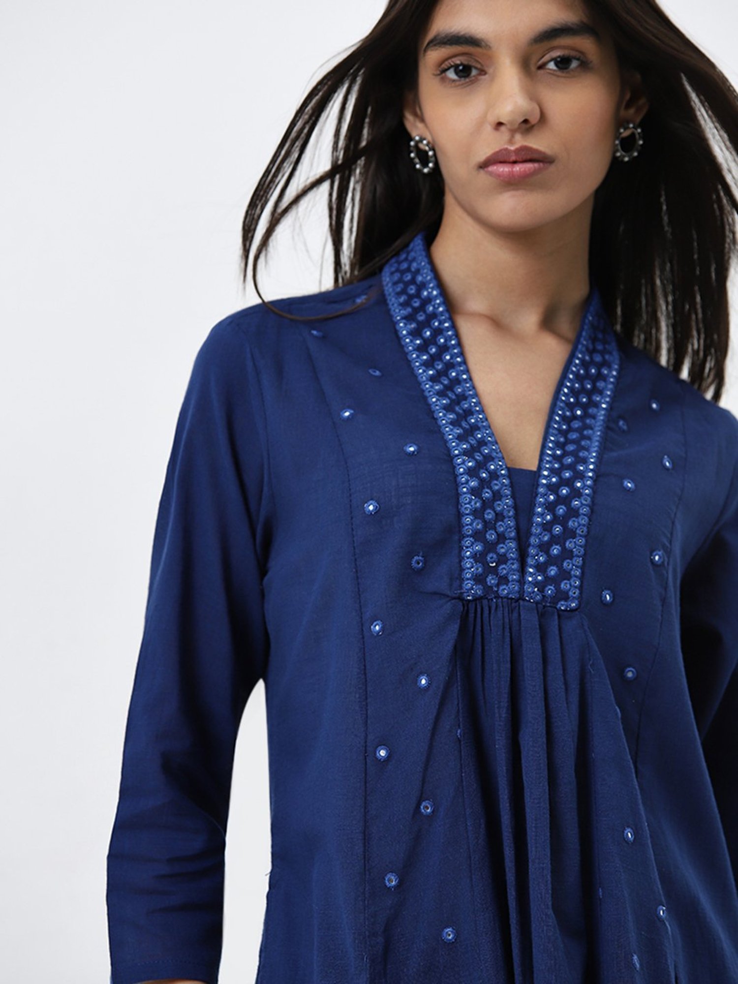 Saffron Threads Black Printed Straight Kurta