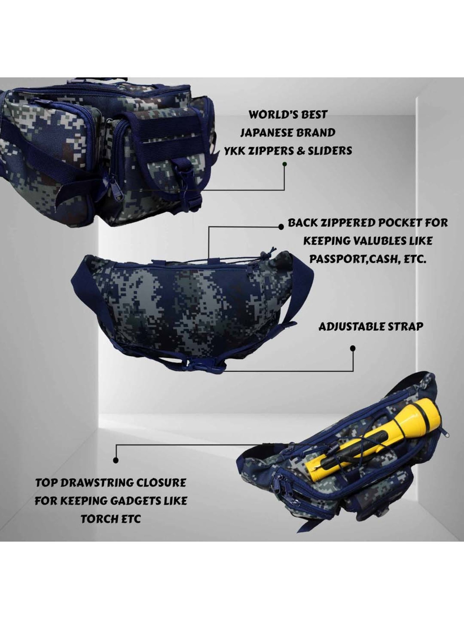 F Gear Blue Printed Waist Pouch