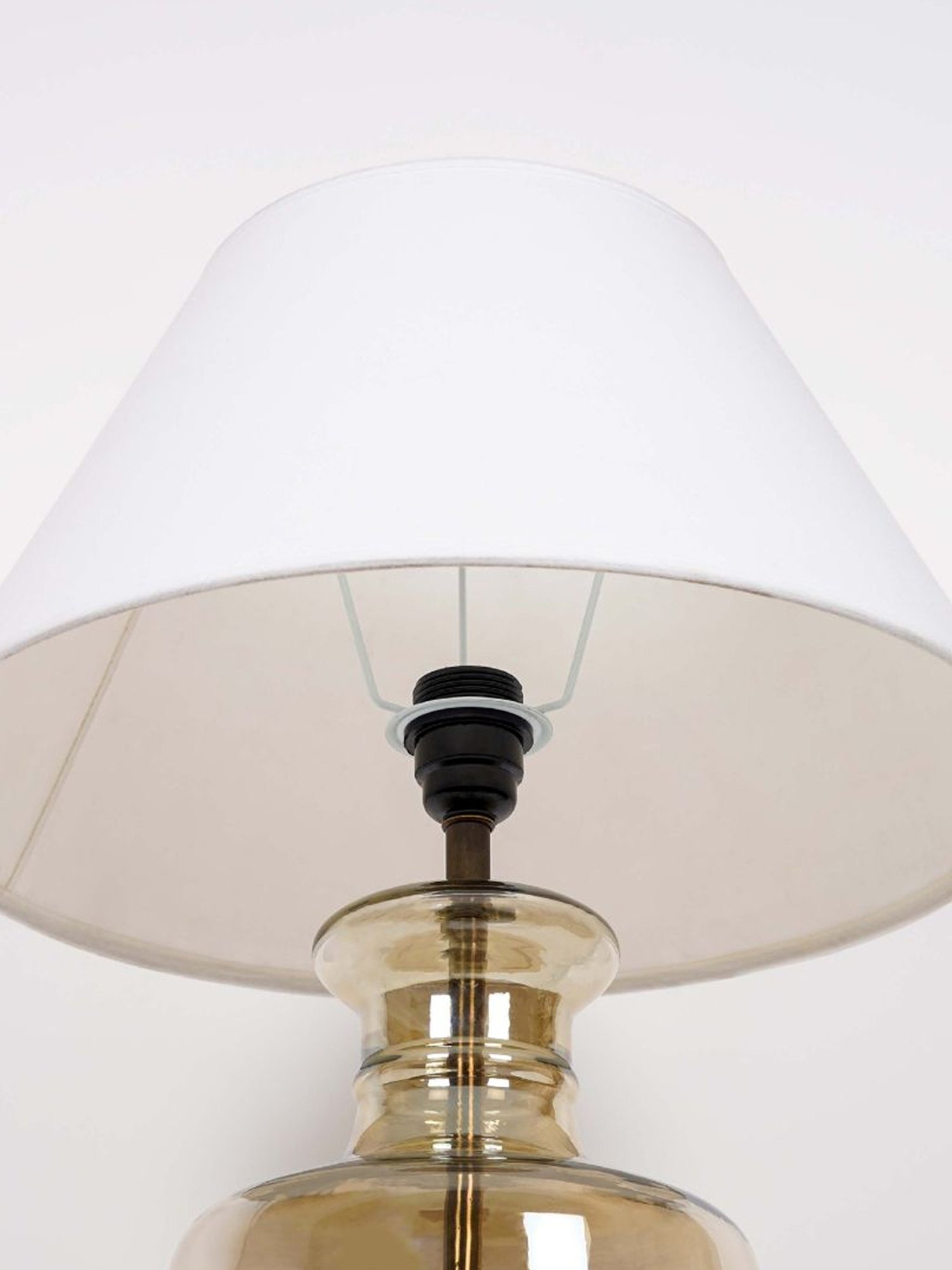 Kapoor Lamp Shades Smoke & Burnt Glass Paola & Cotton Shade Table Lamp