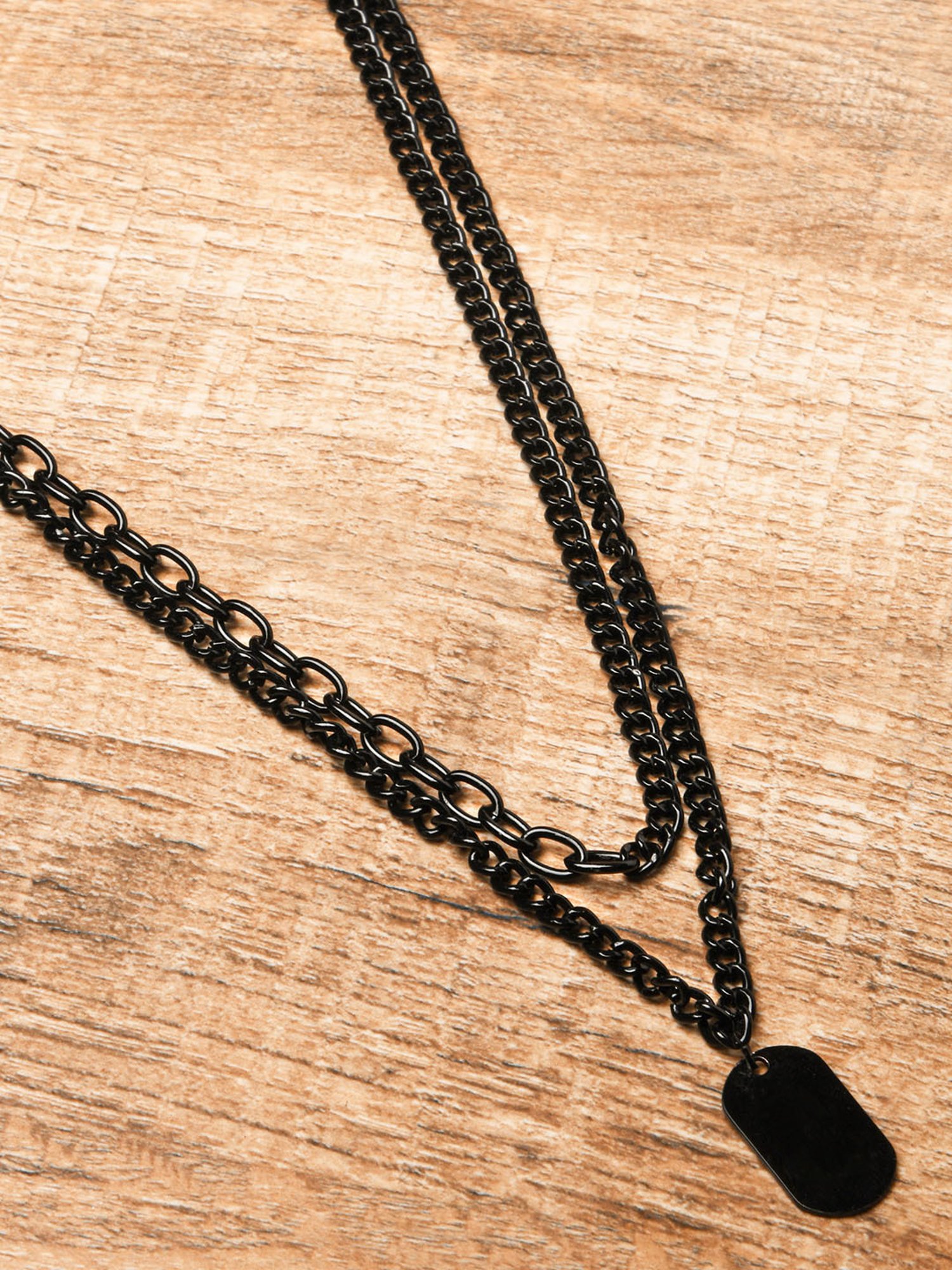 The Bro Code Black Dog Tag Layered Necklace for Men