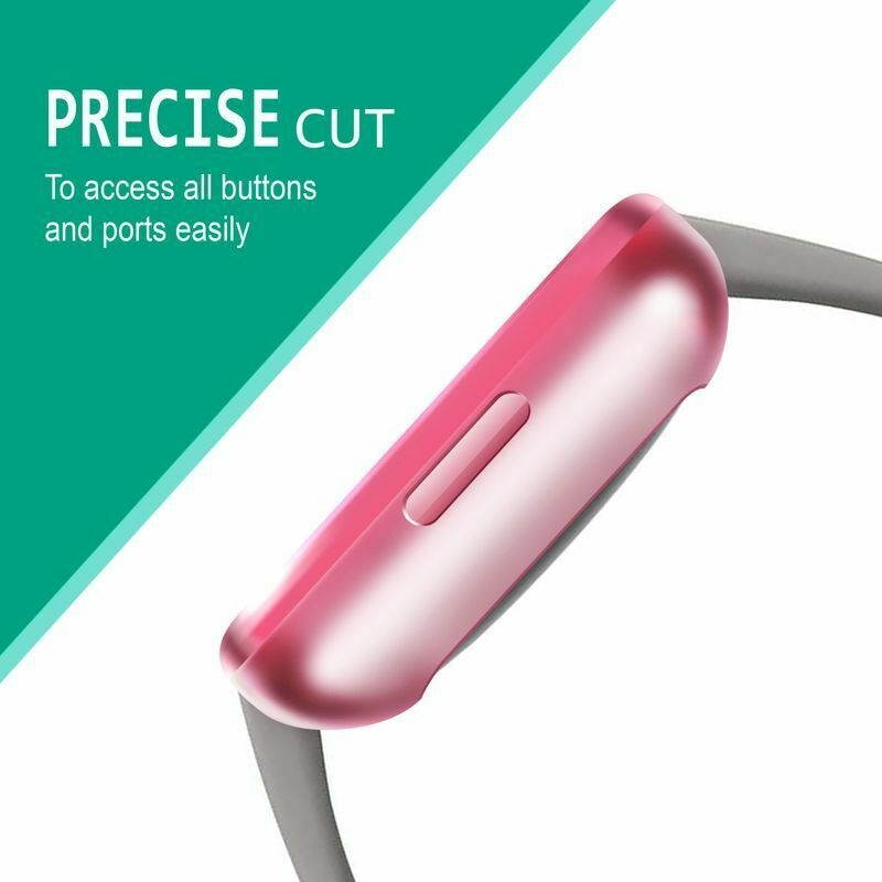 For  Versa 2 Screen Protector with Soft TPU Rubber Case Bumper Clear/Pink