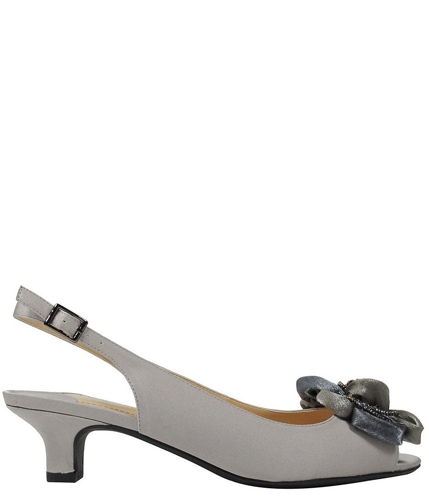 J. Renee Leonelle Embellished Bow Slingback Peep Toe Pumps