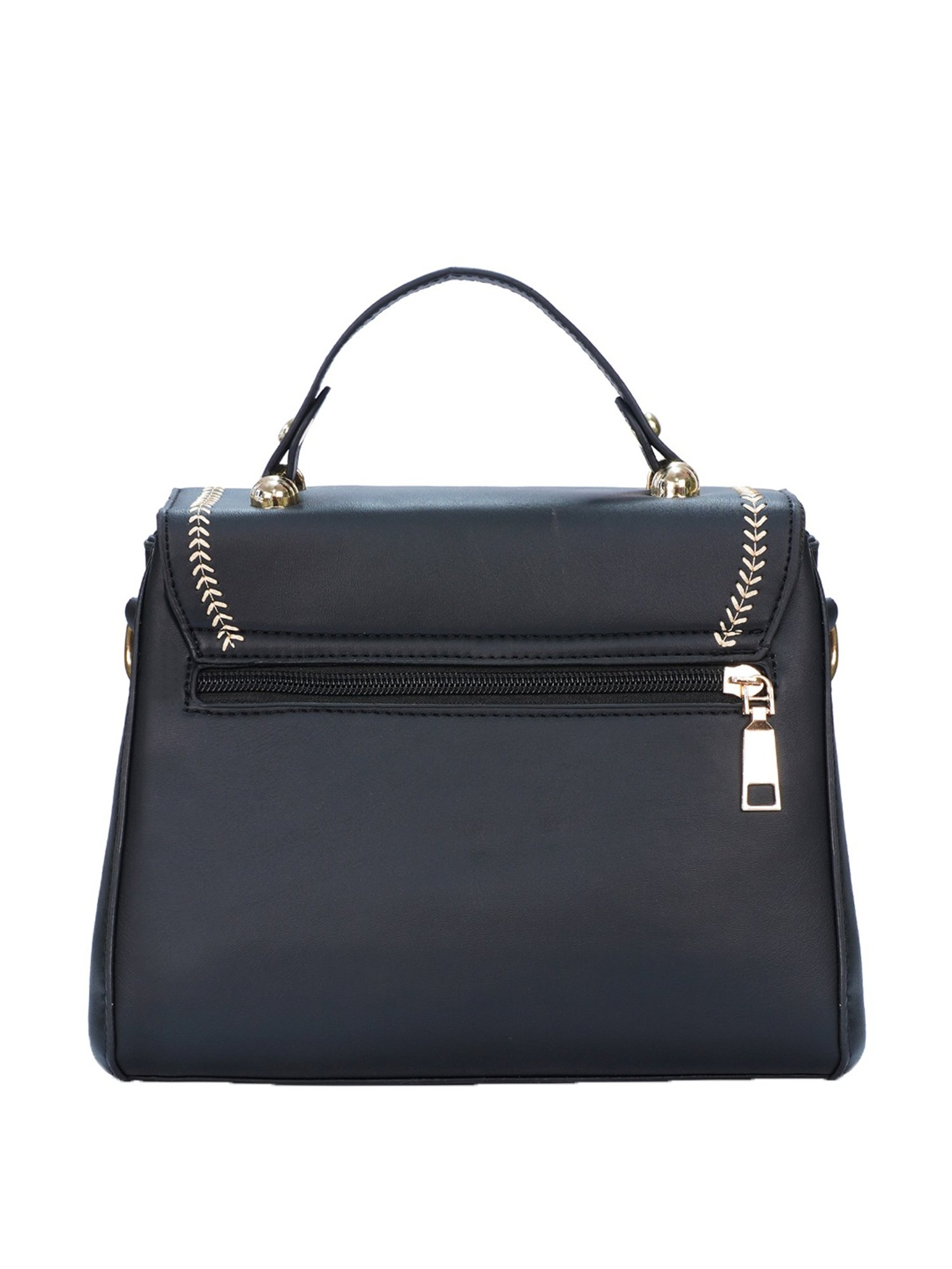 Luvoksi Black Embellished Medium Satchel Handbag