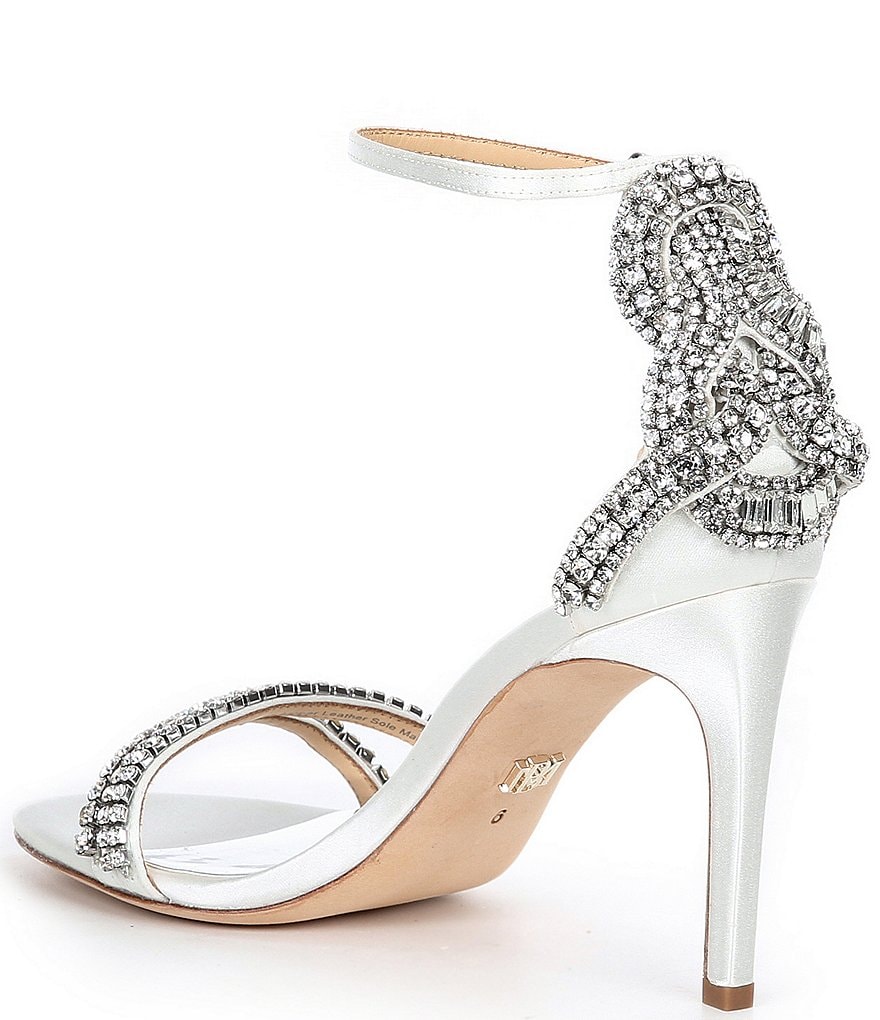 Badgley Mischka Bella Satin Rhinestone Ankle Strap Dress Sandals