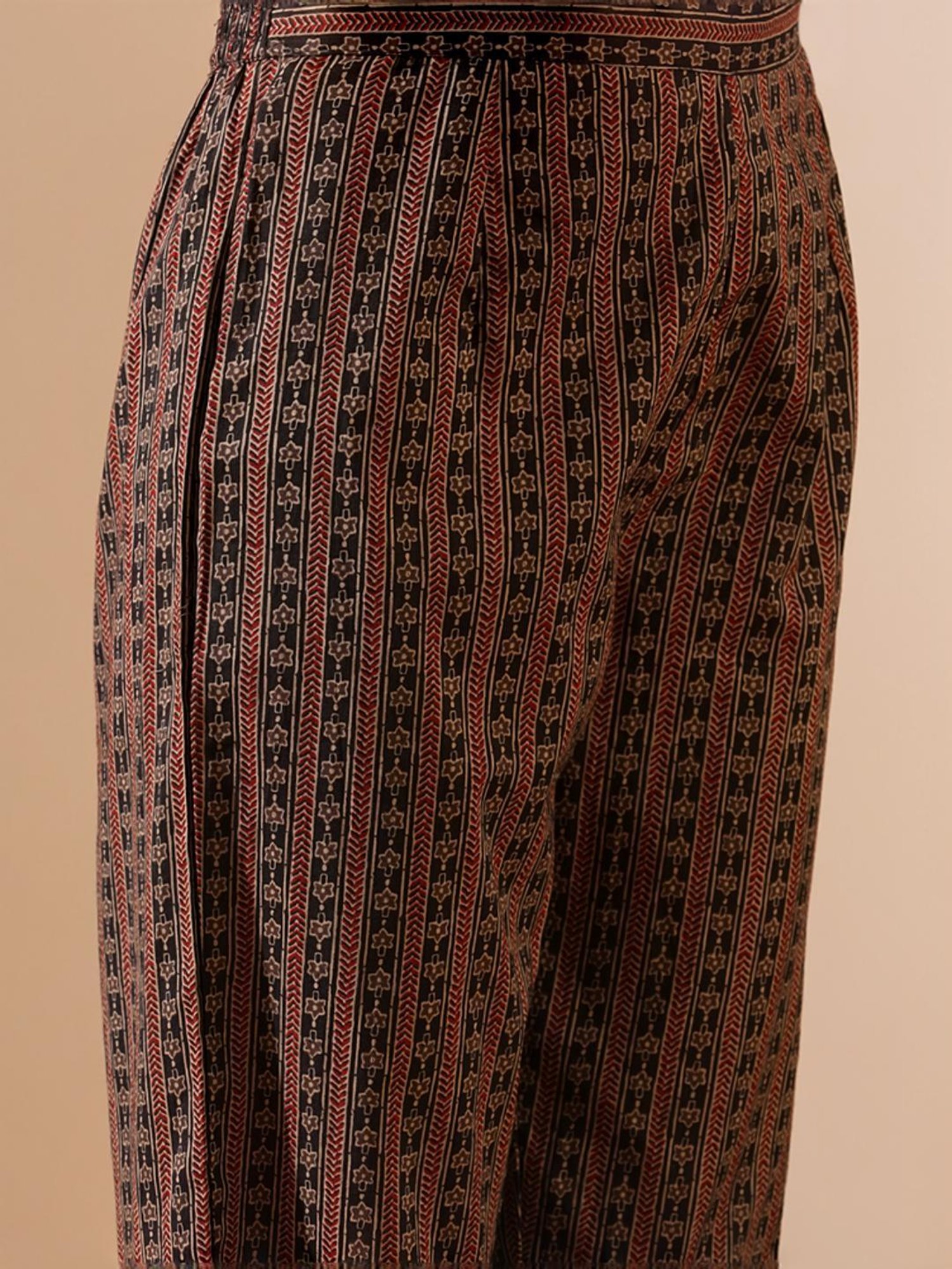 Fashor Brown Cotton Printed Kurta Pant Set With Dupatta