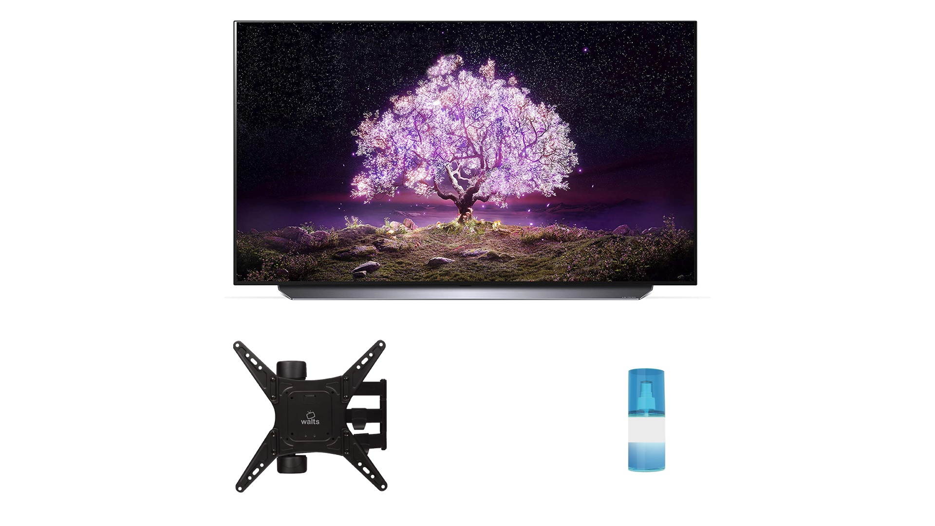 LG OLED65C1PUB 65" 4K Ultra High Definition OLED Smart C1 Series TV with a Walts TV Medium Full Motion Mount for 32"-65" Compatible TV's and a Walts HDTV Screen Cleaner Kit (2021)