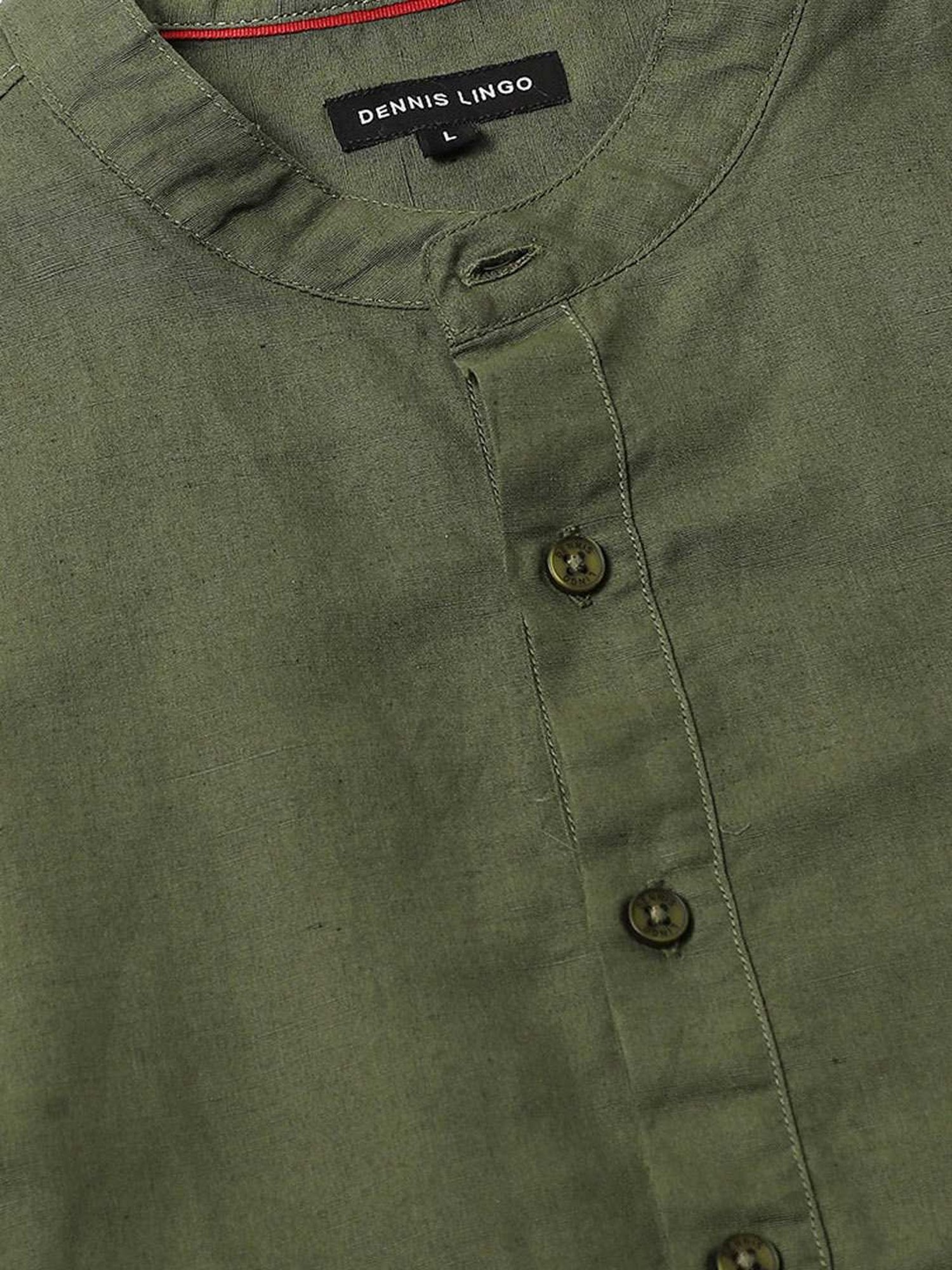 Dennis Lingo Olive Cotton Slim Fit Shirt