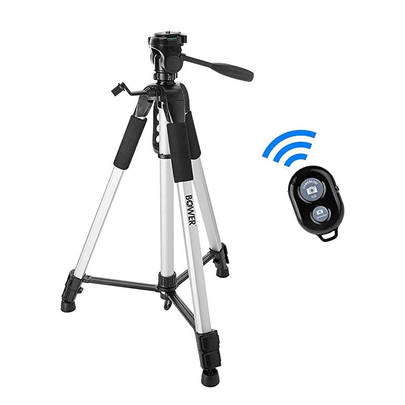 72quot Inch HeavyDuty Aluminum Camera Tripod with Universal Smartphone Mount + Bluetooth Remote Control Camera Shutter for All Smartphones Includes Bonus Microfiber Cleaning Cloth