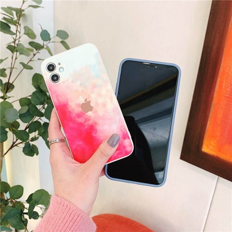 est Fashion Watercolor Plating TPU Soft Phone Case For IPhone 12 Pro MAX 6 Plus 7 8s XR XS MAX SE  Back Mobile Cover Capa