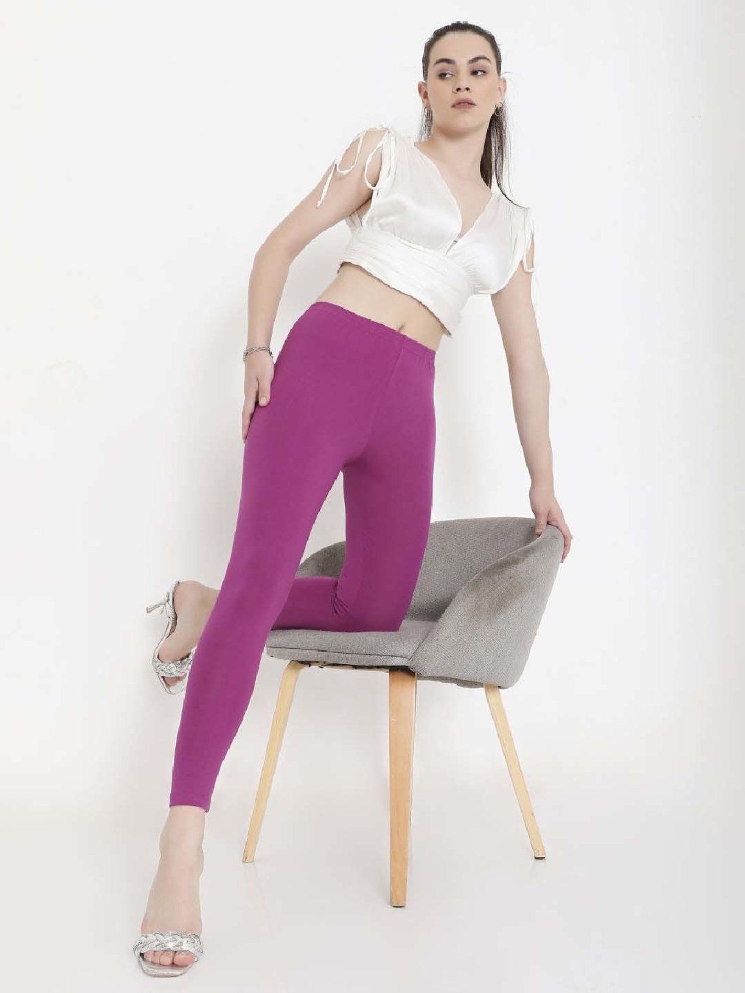 FEELINGS Purple Plain Leggings