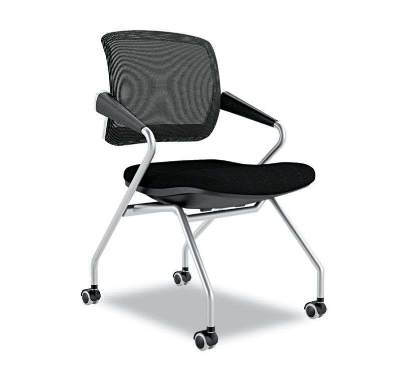 Mayline Valor'e Training Series Mid-Back Nesting Chair Mesh/Fabric Black 2/Carton TSM2BB