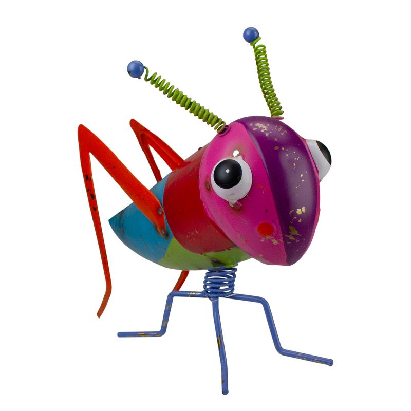 Darice 10.6" Multicolored Iron Weathered Grasshopper Outside Garden Decoration