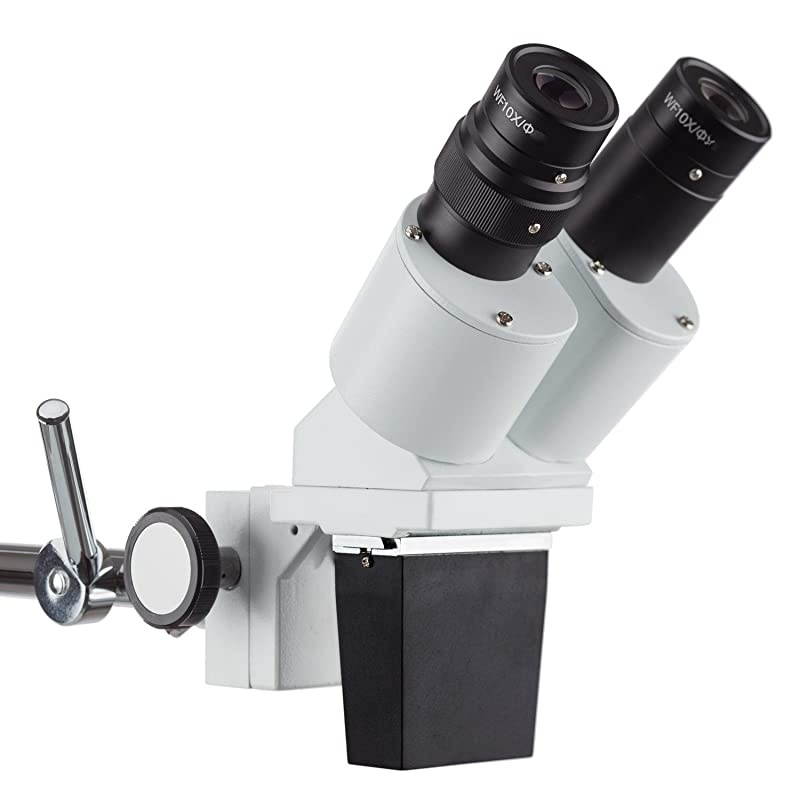 SE420Z Professional Binocular Stereo Microscope WF10x and WF20x Eyepieces 20X and 40X Magnification 2X Objective Tungsten Lighting BoomArm Stand 110V120V
