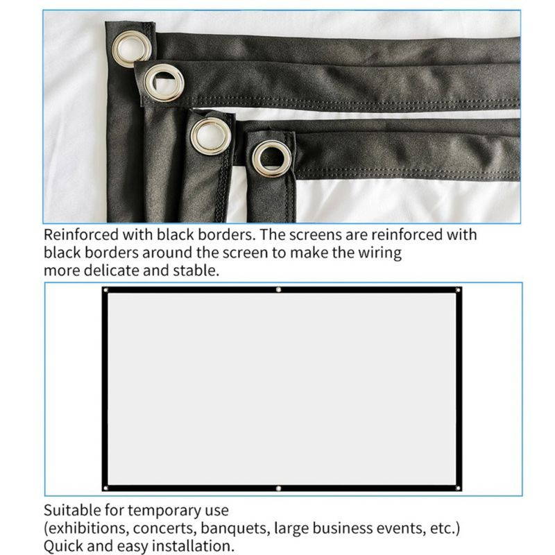 60" 16:9 No Crease Home Theater Portable Foldable White Projection Screen