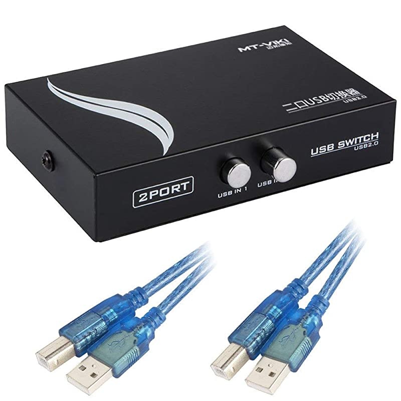 Bundle for Printer Switch2 Port USB 20 Manual Printer Scanner Sharing Switch Hub 2 PC to 1 Splitter Adapter2 Pack USB A to B Printer Cable