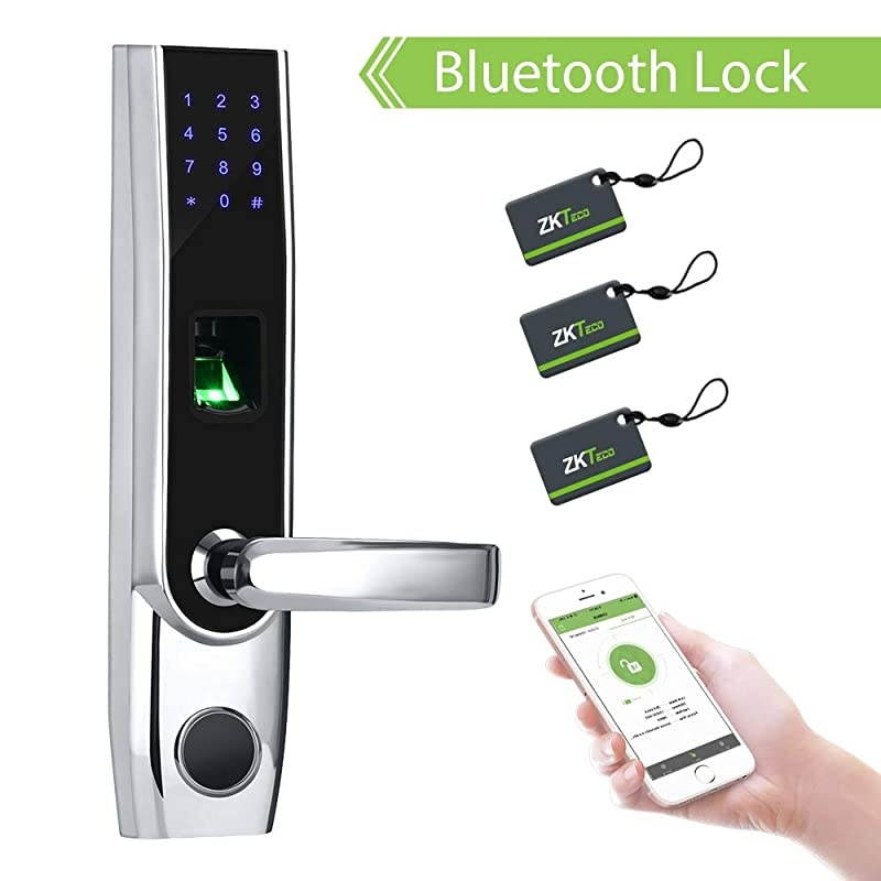 TL400B Fingerprint Biometric Door Lock with APP Digital Keyless Bluetooth Locks Smart Home Entry + 5pcs RFID Cards,Left Handed