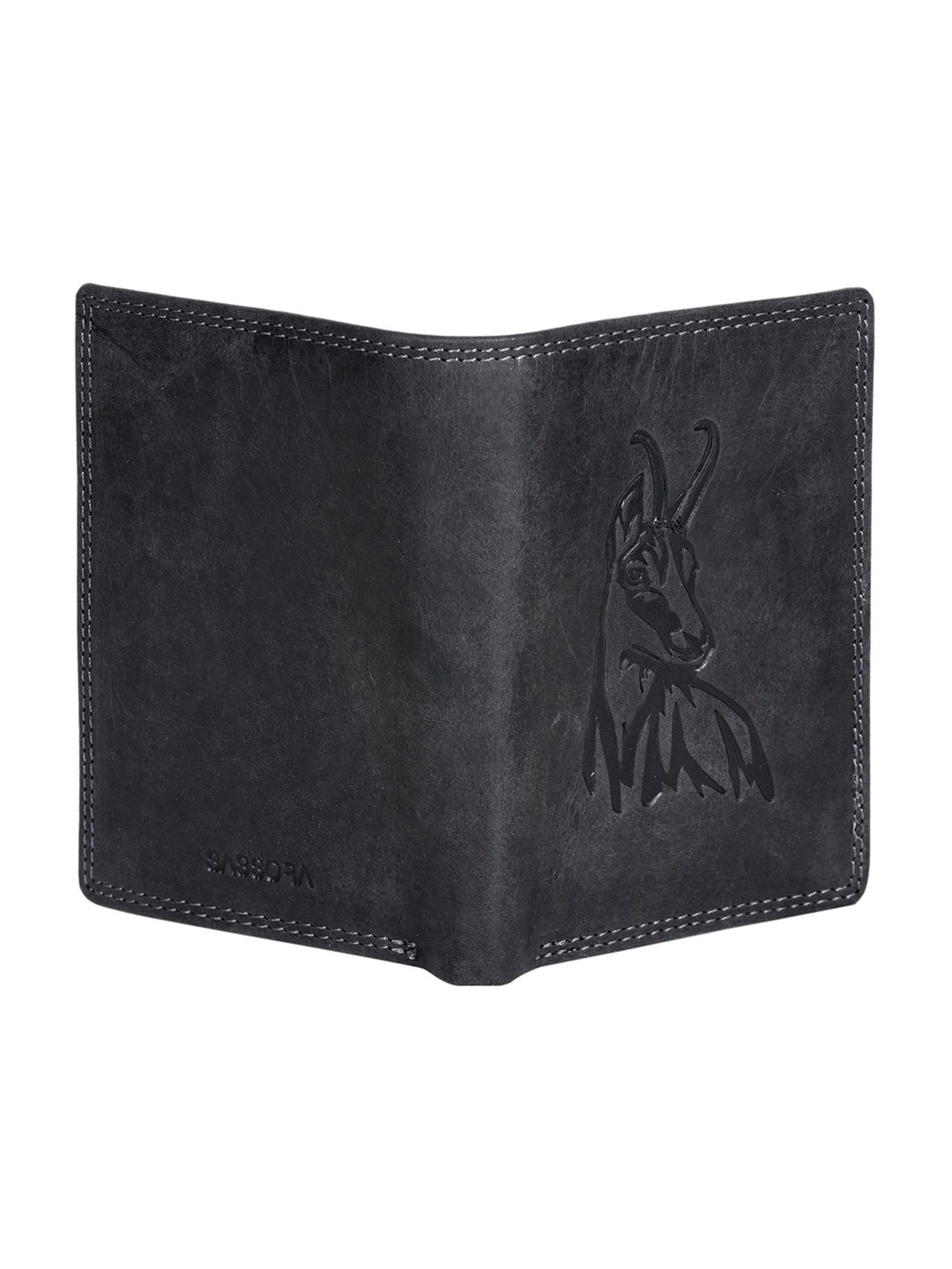 SASSORA Black ARLO Textured Small Leather Bi-Fold Wallet