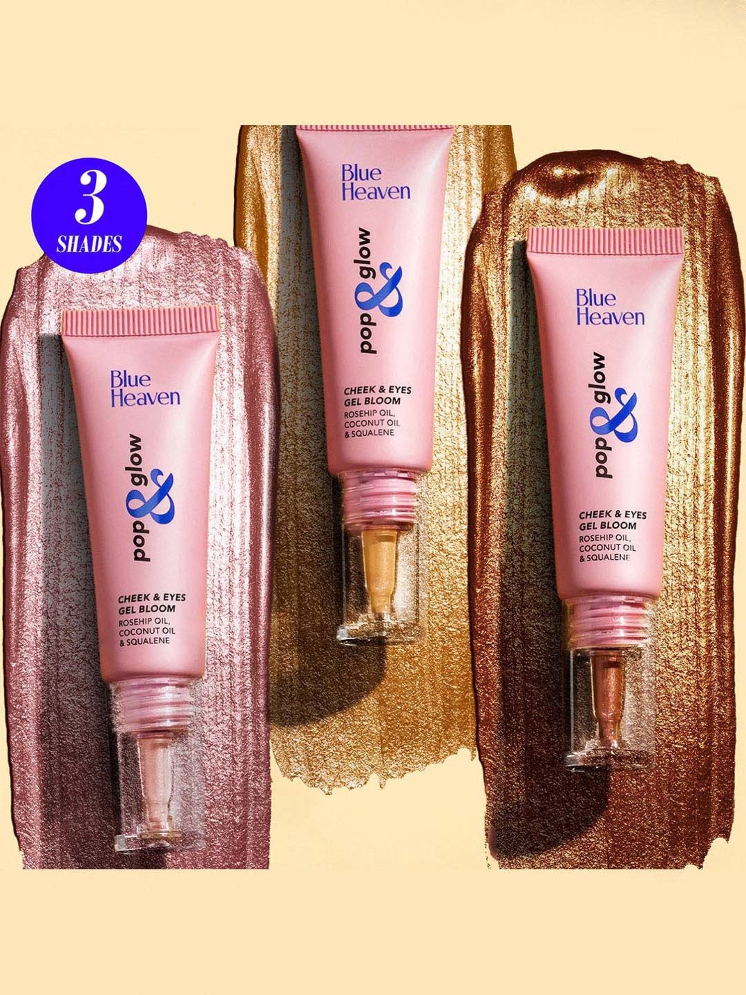 Blue Heaven Pop & Glow Cheek & Eyes Gel Bloom Highlighter Silver Pink - 12 ml
