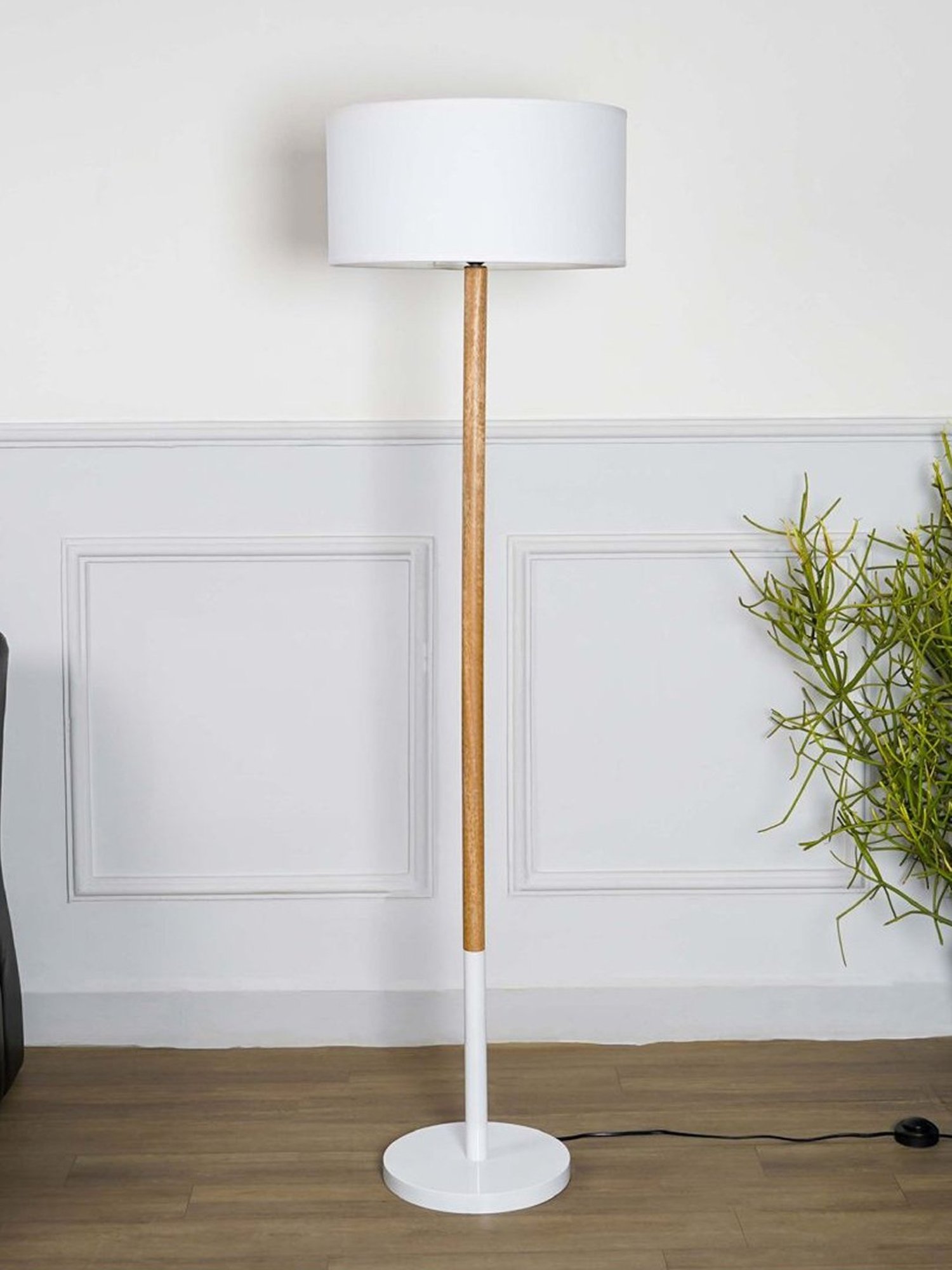 Kapoor Lamp Shades White Wood Unicor Fusion Cotton Shade Floor Lamp
