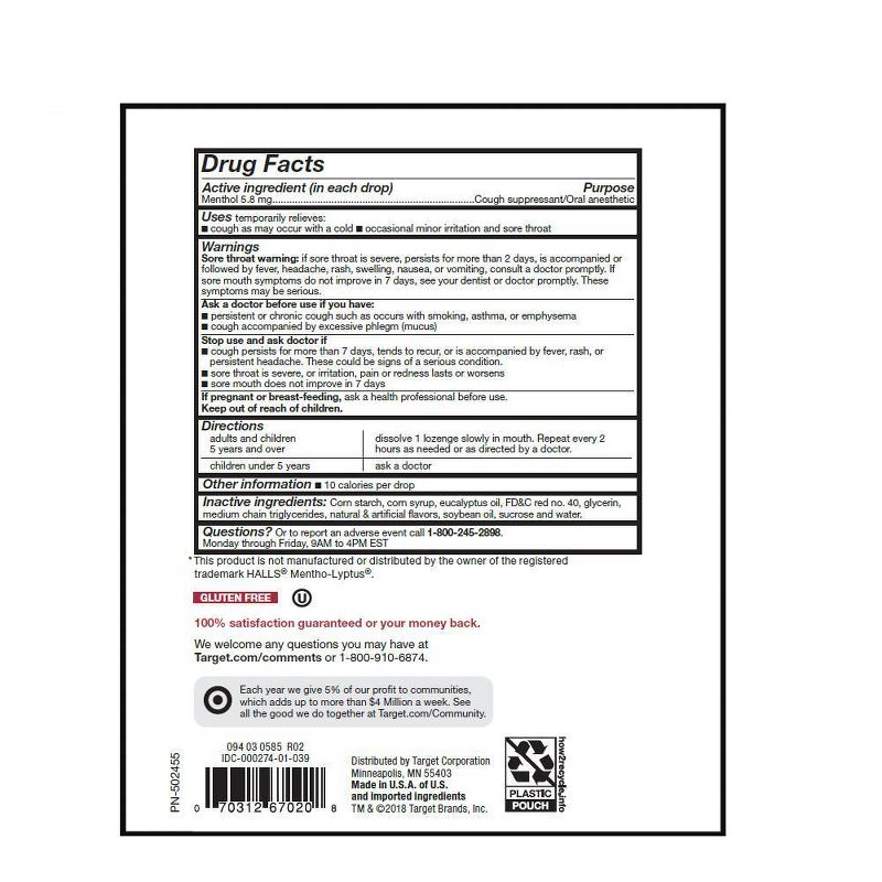 Menthol Cough Drops - Cherry - 80ct - up & up™