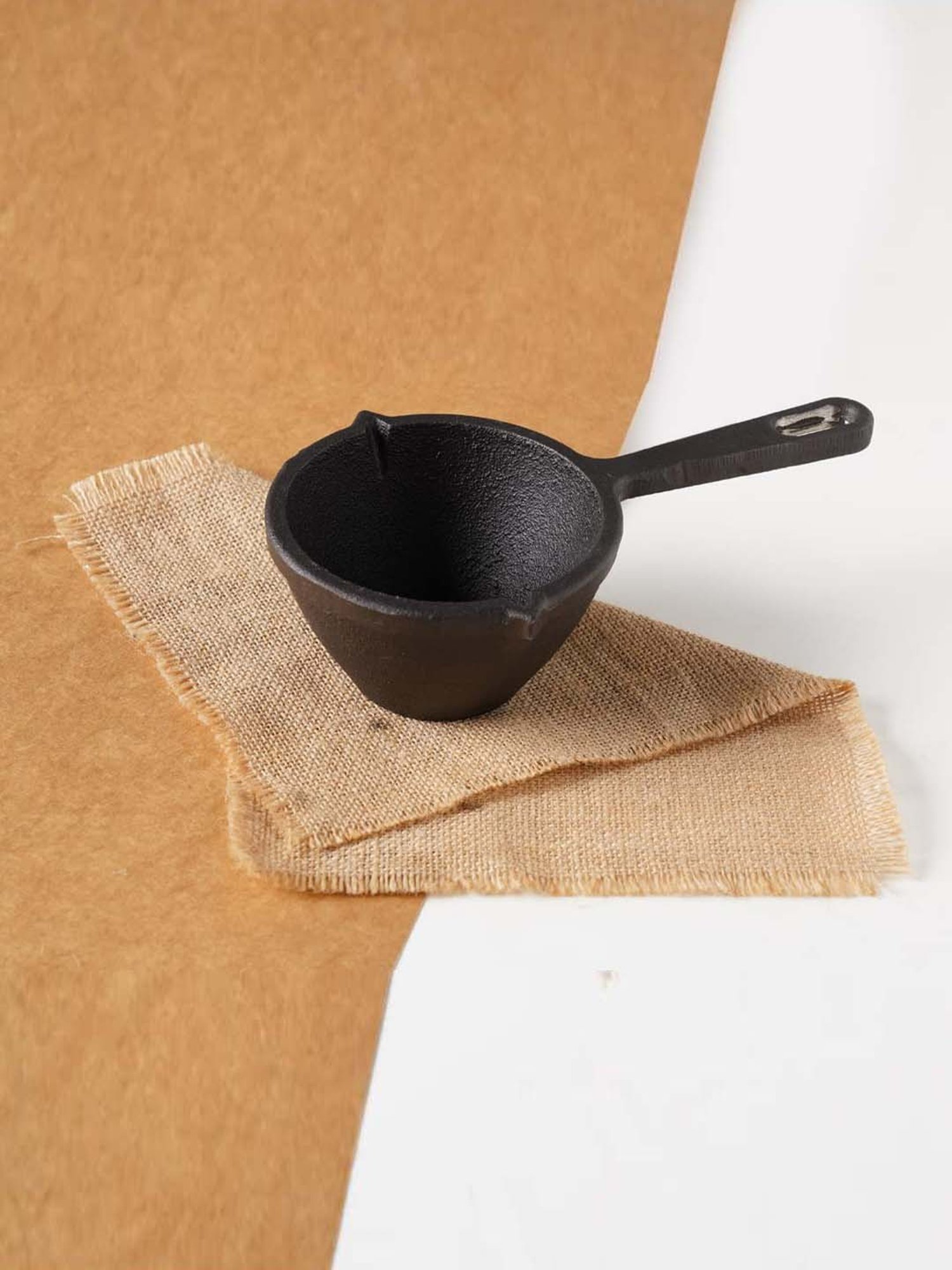 The Indus Valley Black Cast Iron 12.5 cm Induction & Gas Compatible Tadka Pan (0.3 L) - Set of 1