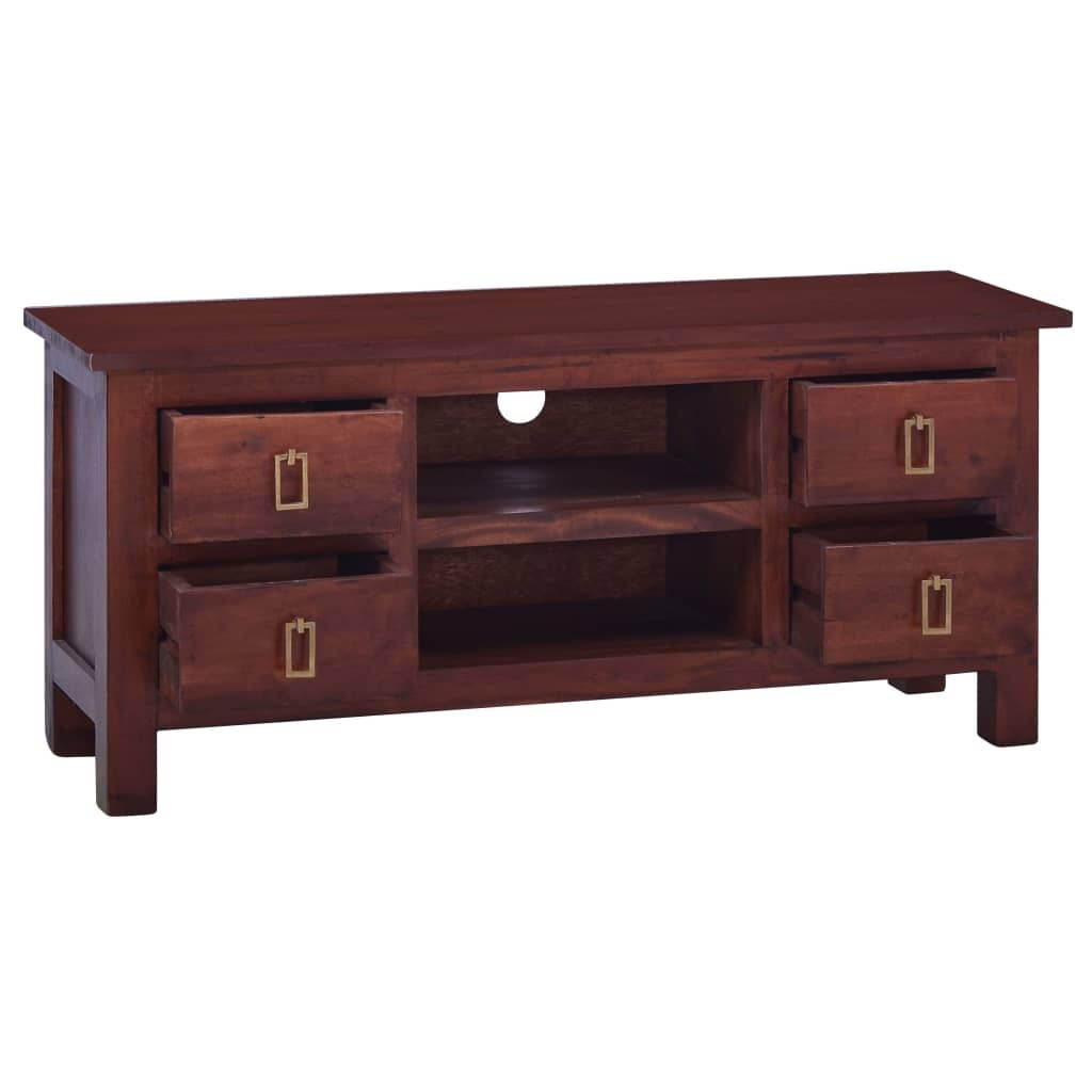 vidaXL Solid Mahogany Wood TV Cabinet Classical Brown TV Stand Unit Lowboard