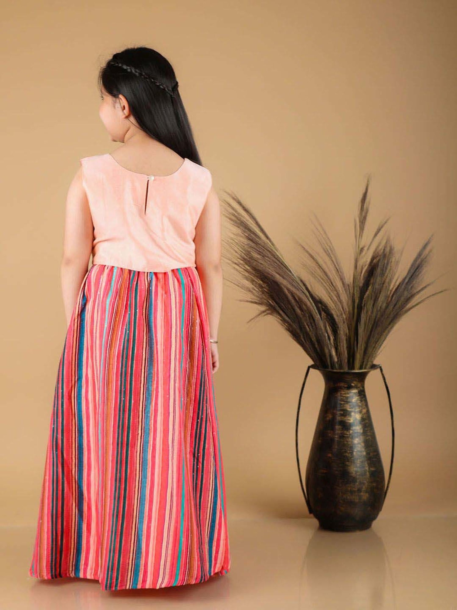 VASTRAMAY Girls Pink Printed Lehenga Cholis