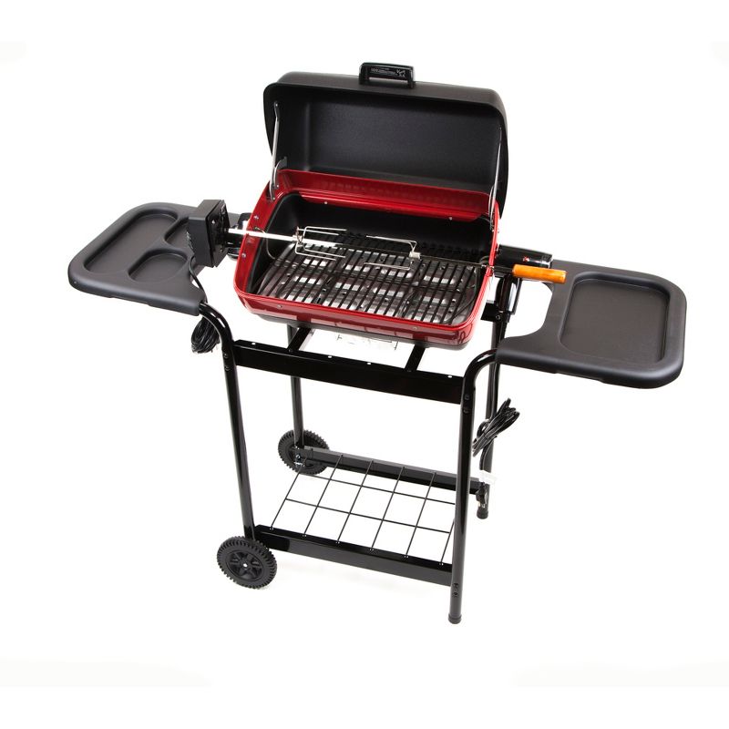 Americana Electric Cart Grill with Polymer Side Tables, Shelf and Rotisserie Model 9350W5.181 - Meco