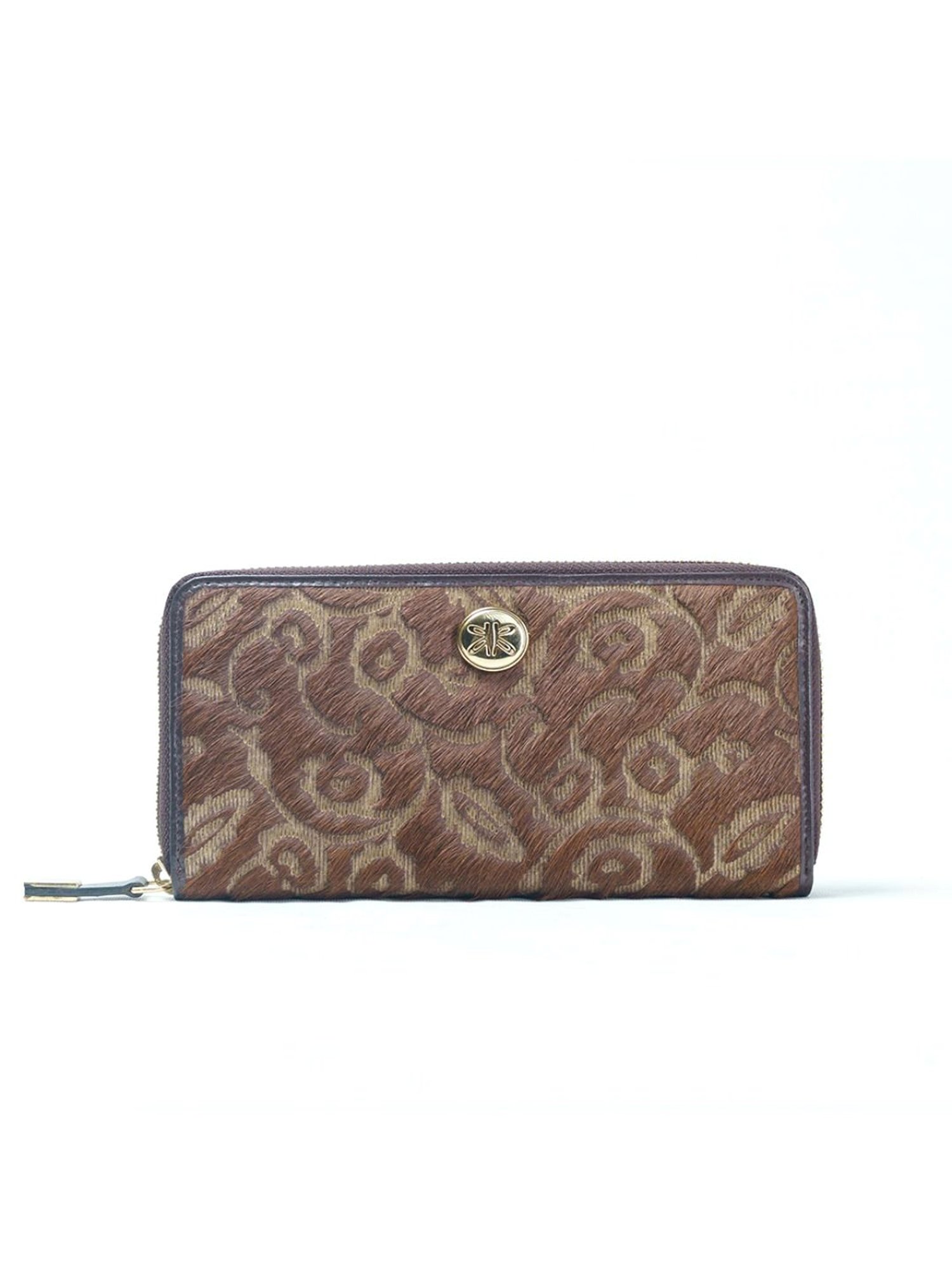 RI2K London Brown Leather Textured Zip around Wallet