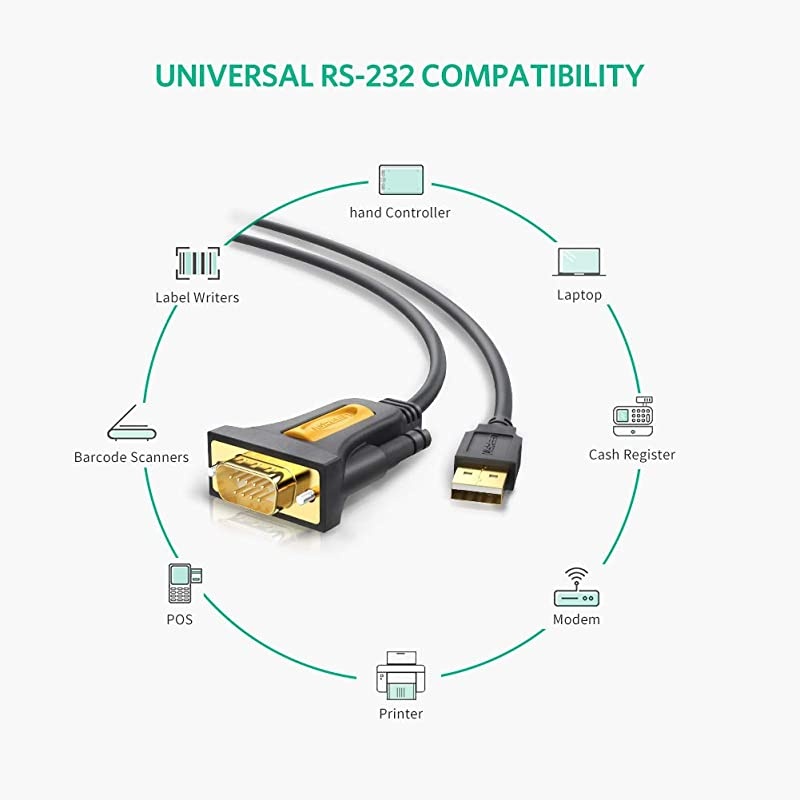 USB 2.0 to RS232 DB9 Serial Cable Male A Converter Adapter with PL2303 Chipset for Windows 10 8.1 8 7 Vista Linux, Mac OS X 10.6 and Above 10FT