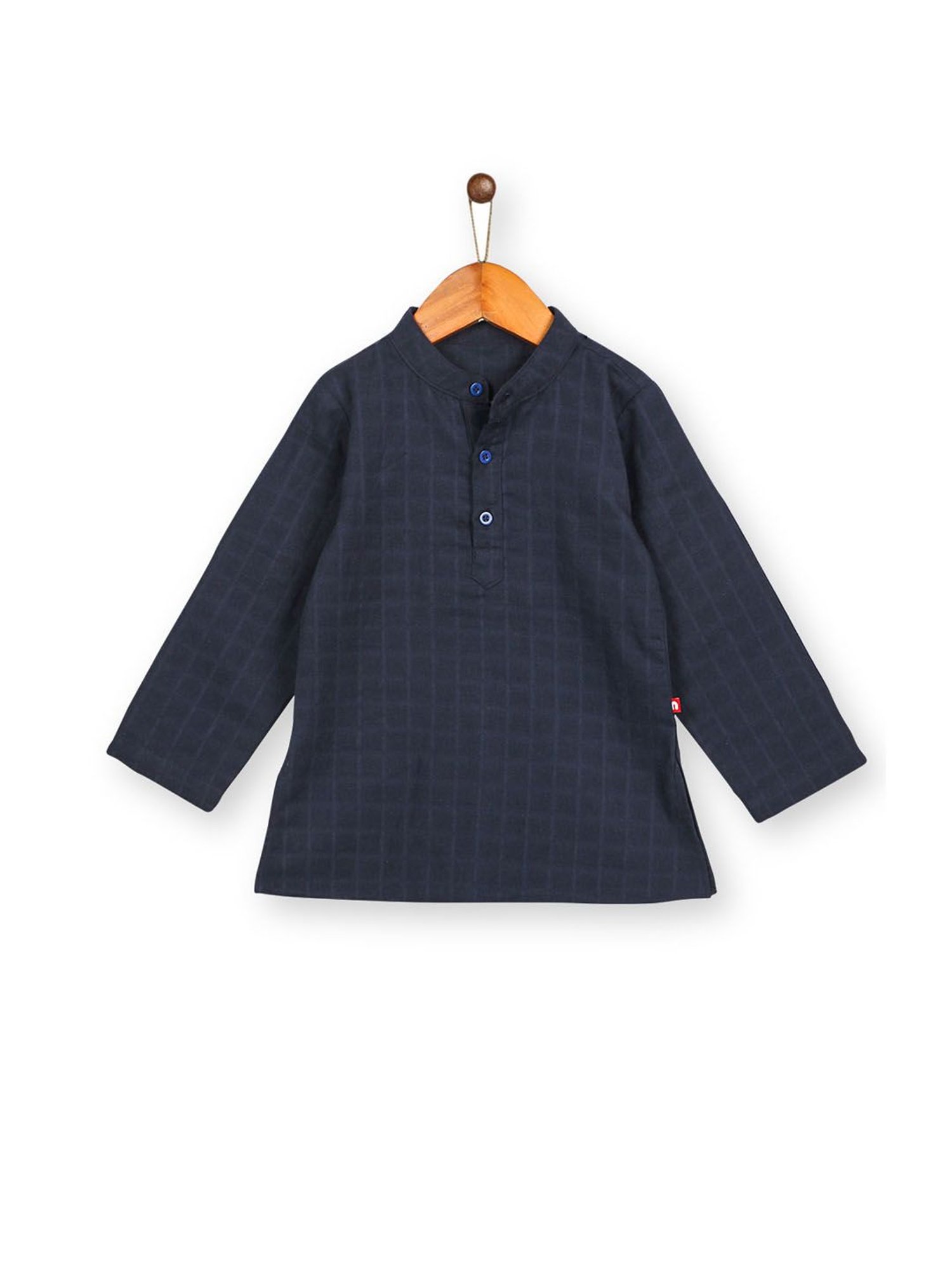 Nino Bambino Kids Navy & White Checks Kurta with Pyjama