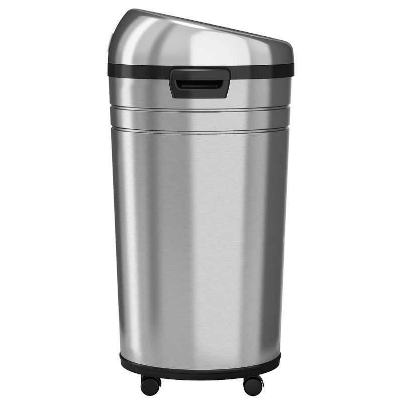 iTouchless Rolling Sensor Kitchen Trash Can with Wheels and AbsorbX Odor Filter 23 Gallon Silver Stainless Steel