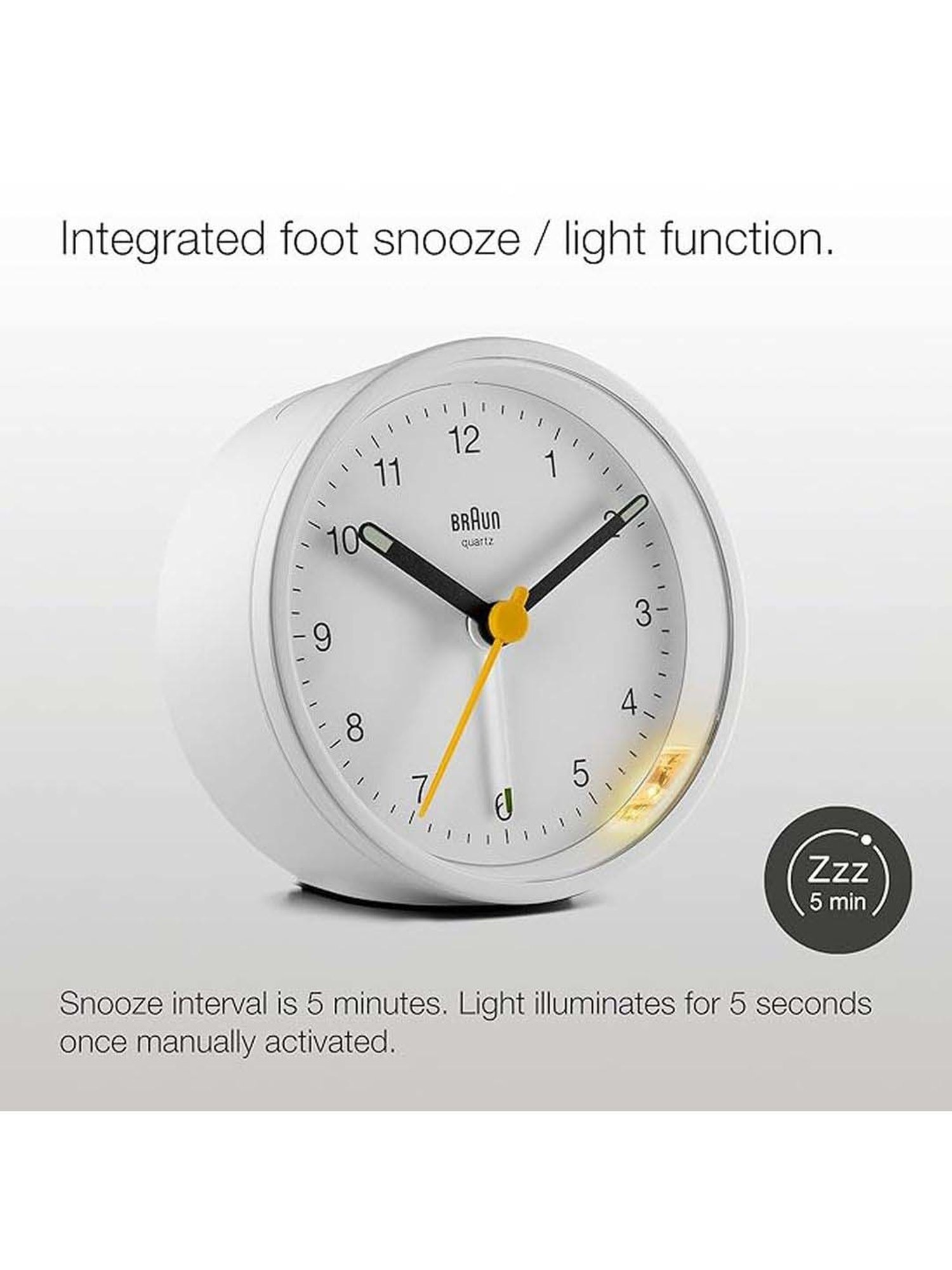 Braun White Classic Analog Alarm Clock
