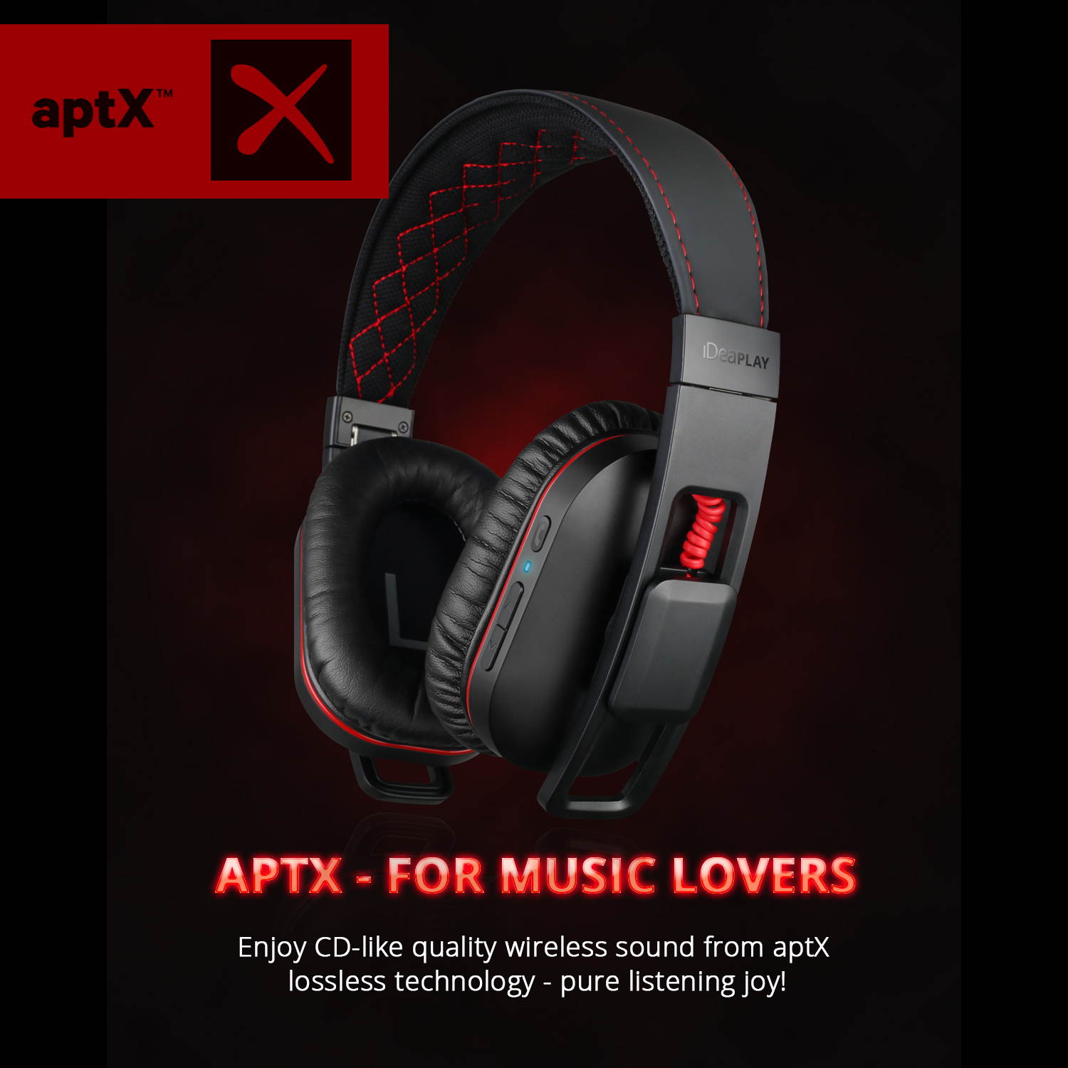 iDeaPlay V207A Active Noise Cancelling Foldable Wireless Headphone Over ear ANC Bluetooth Headphones with Apt-X and microphone