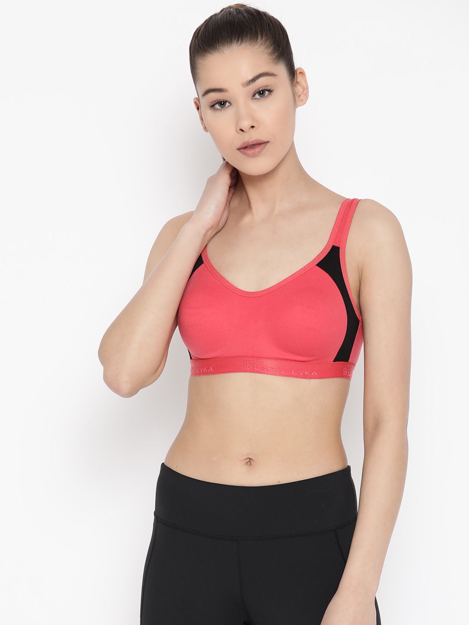 Lady Lyka Multicolor Non Wired Non Padded Sports Bra (Pack of 2)