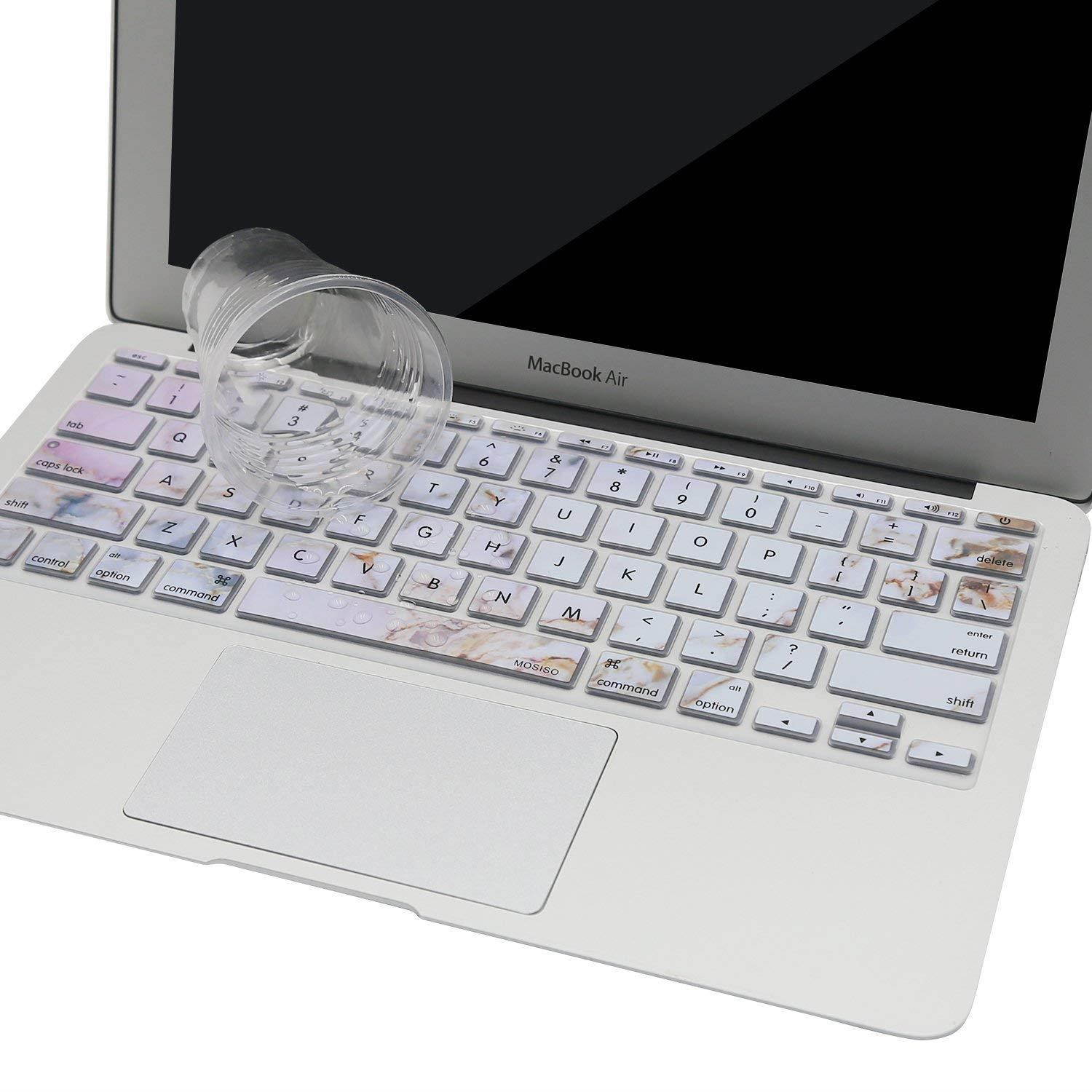 MOSISO Protective Keyboard Cover Skin Compatible MacBook Air 11 Inch (Models: A1370 & A1465), Colorful Marble